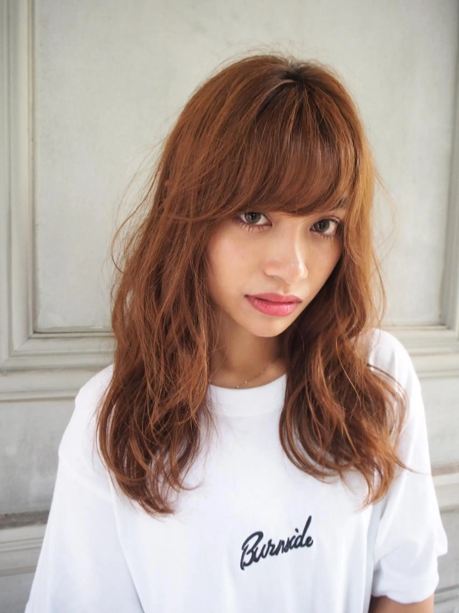 ミディアム カラー ヘアアレンジ ベージュカラー ブリーチ オレンジ オレンジベージュ 🌈髪質改善💕 縮毛矯正✨青木まで✨のヘアスタイル