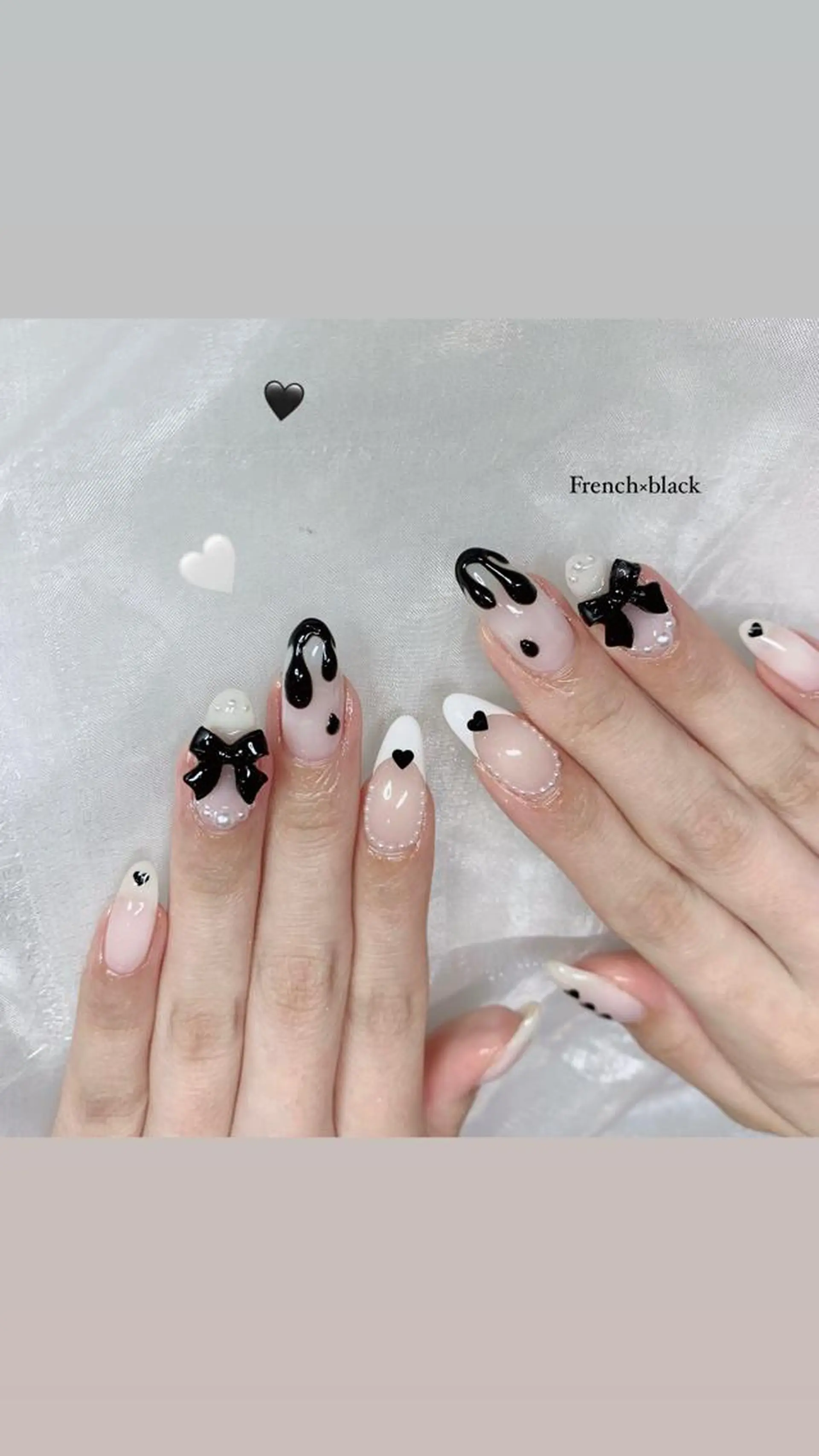 ネイル ロングネイル リボン ハンドネイル La neige* yuki 🐩🌙のネイルデザイン