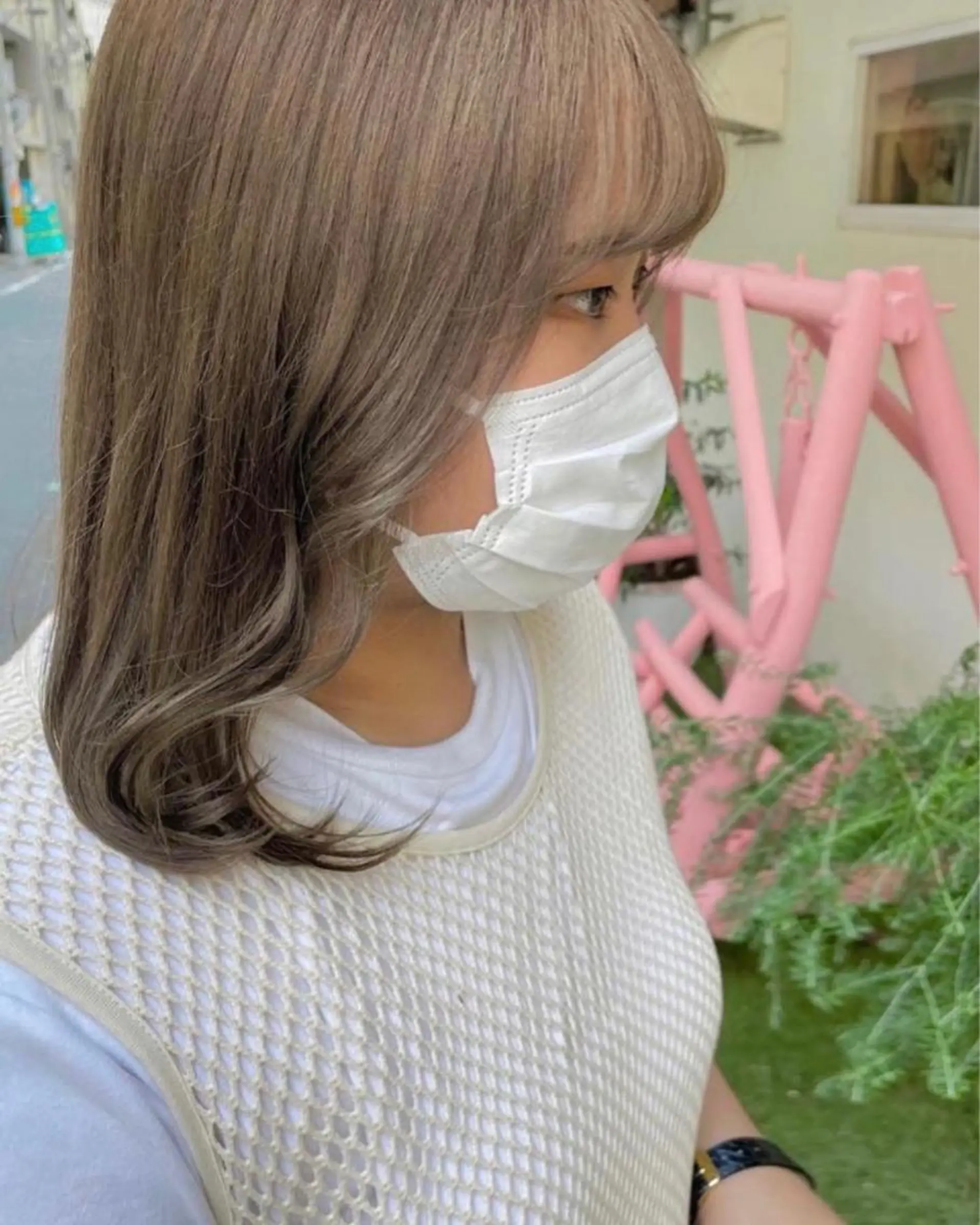 セミロング カラー newi梅田🫧韓国 ヘア🫧sakiのヘアスタイル