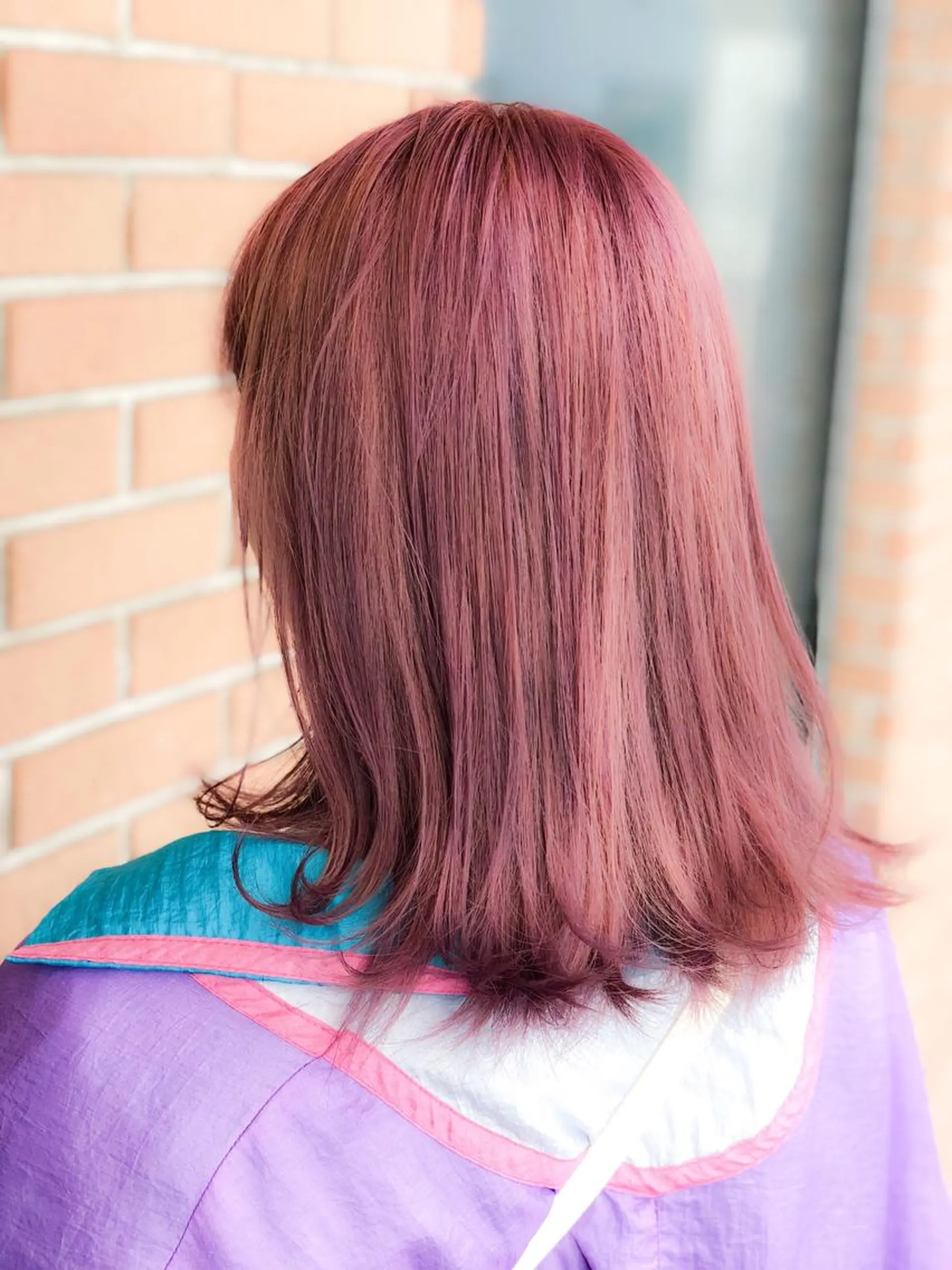 セミロング カラー ラベンダーカラー ピンクカラー ピンクラベンダー 北條 優輝のヘアスタイル