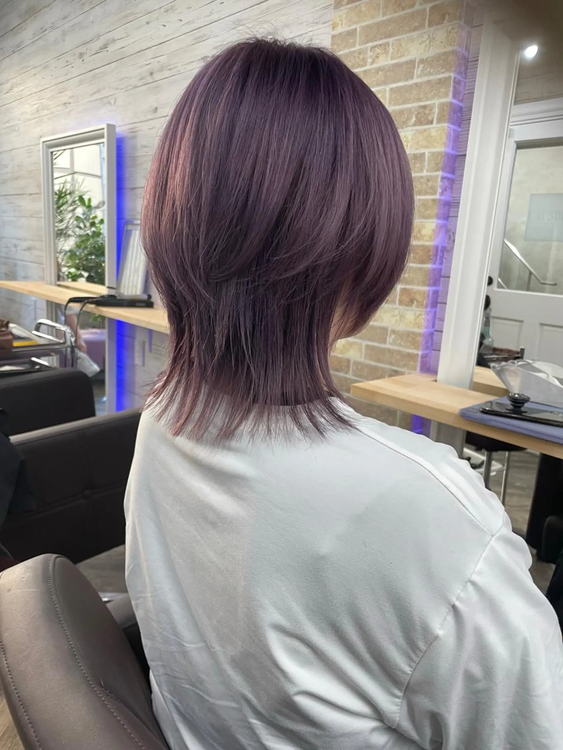 ミディアム パープルカラー ウルフカット 北沢 隆のヘアスタイル