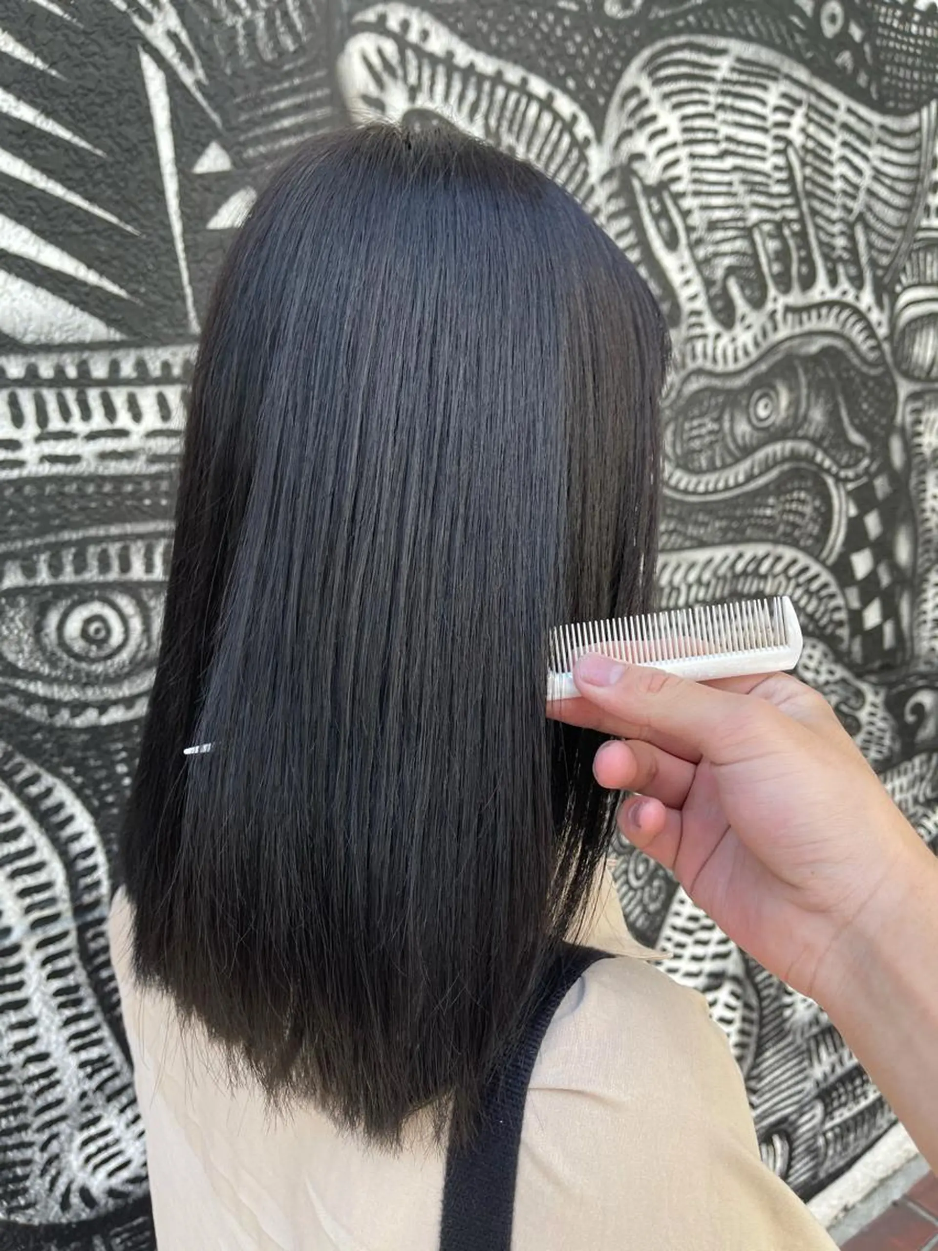 ミディアム カラー ヘアアレンジ 黒髪 ブルーカラー ブルーブラック 🌈派手髪エクステ ブレイズ🌈ひろとのヘアスタイル