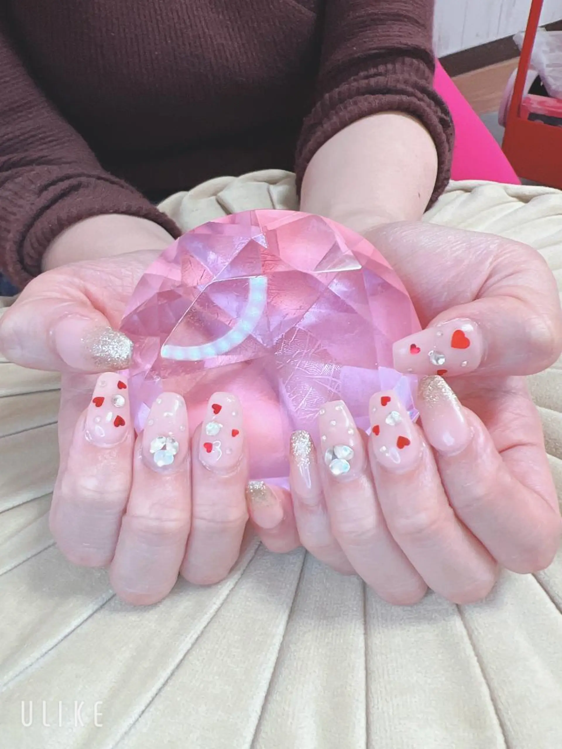ネイル アートネイル ジェルネイル ハート ラメ(グリッター) ラメグラデーション Toujours所属・山崎 美姫のネイルデザイン
