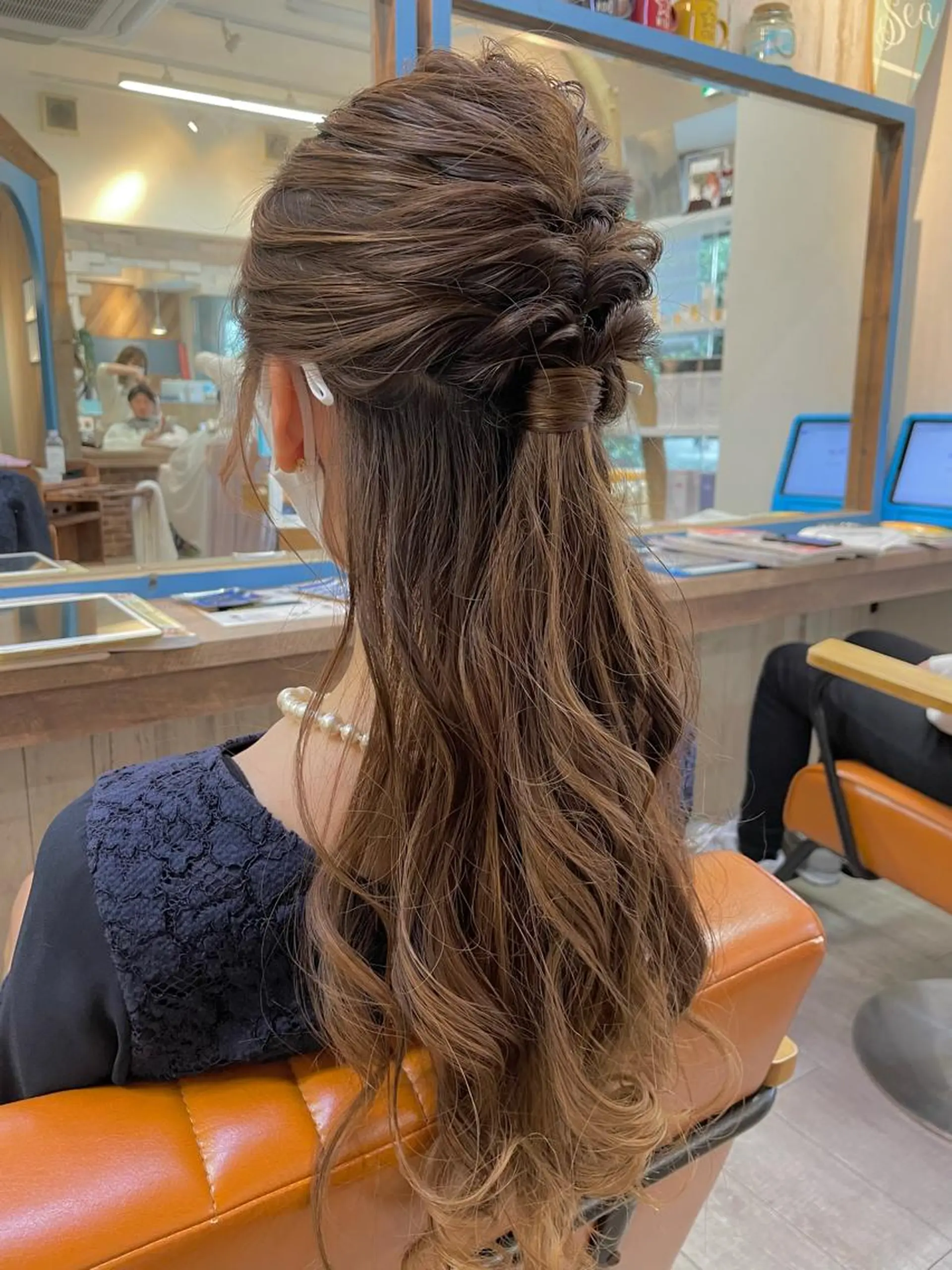 ロング ヘアアレンジ ハーフアップ 山本 陸央のヘアスタイル