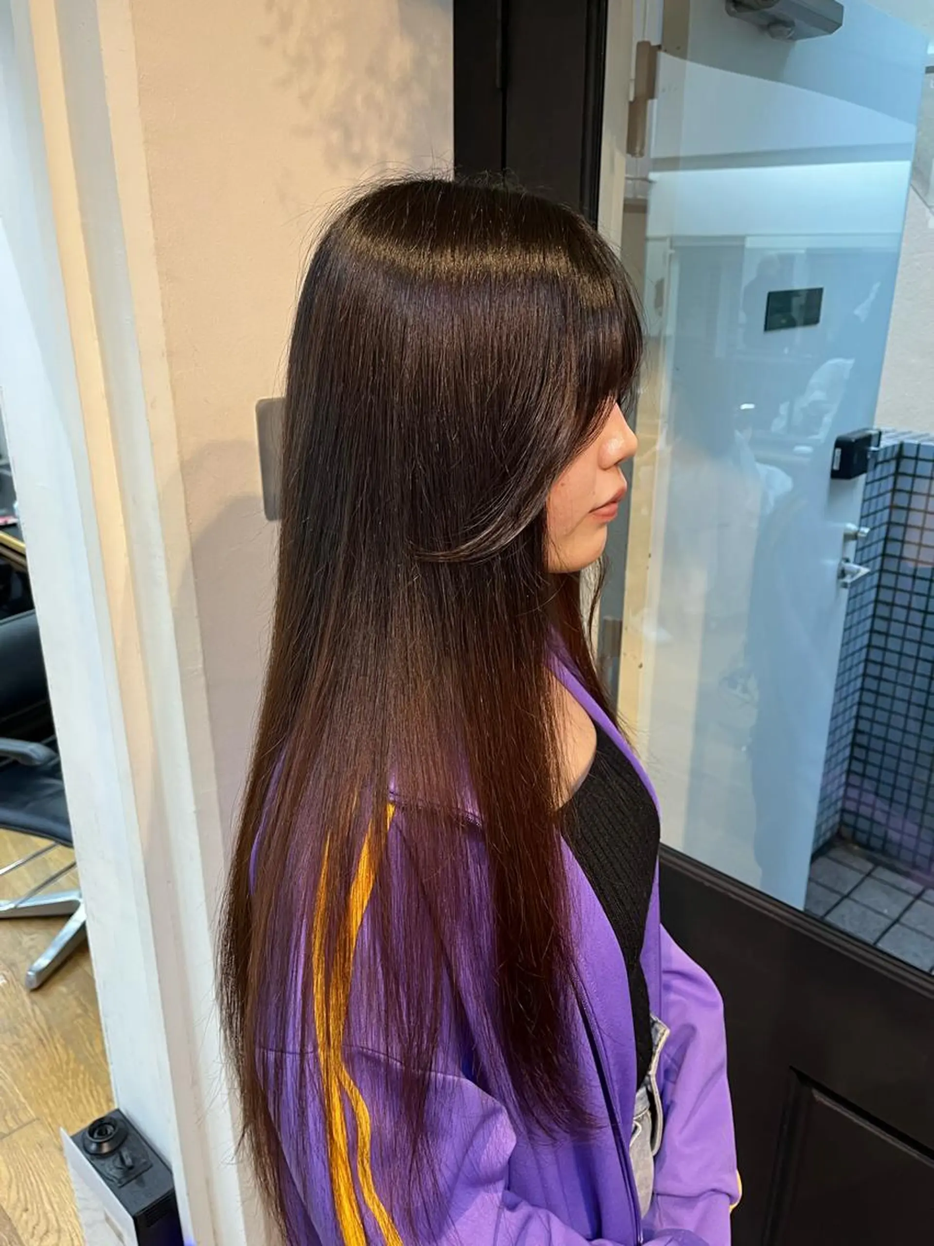 ロング 顔周りカット Airi 韓国y2k ボブパーマのヘアスタイル