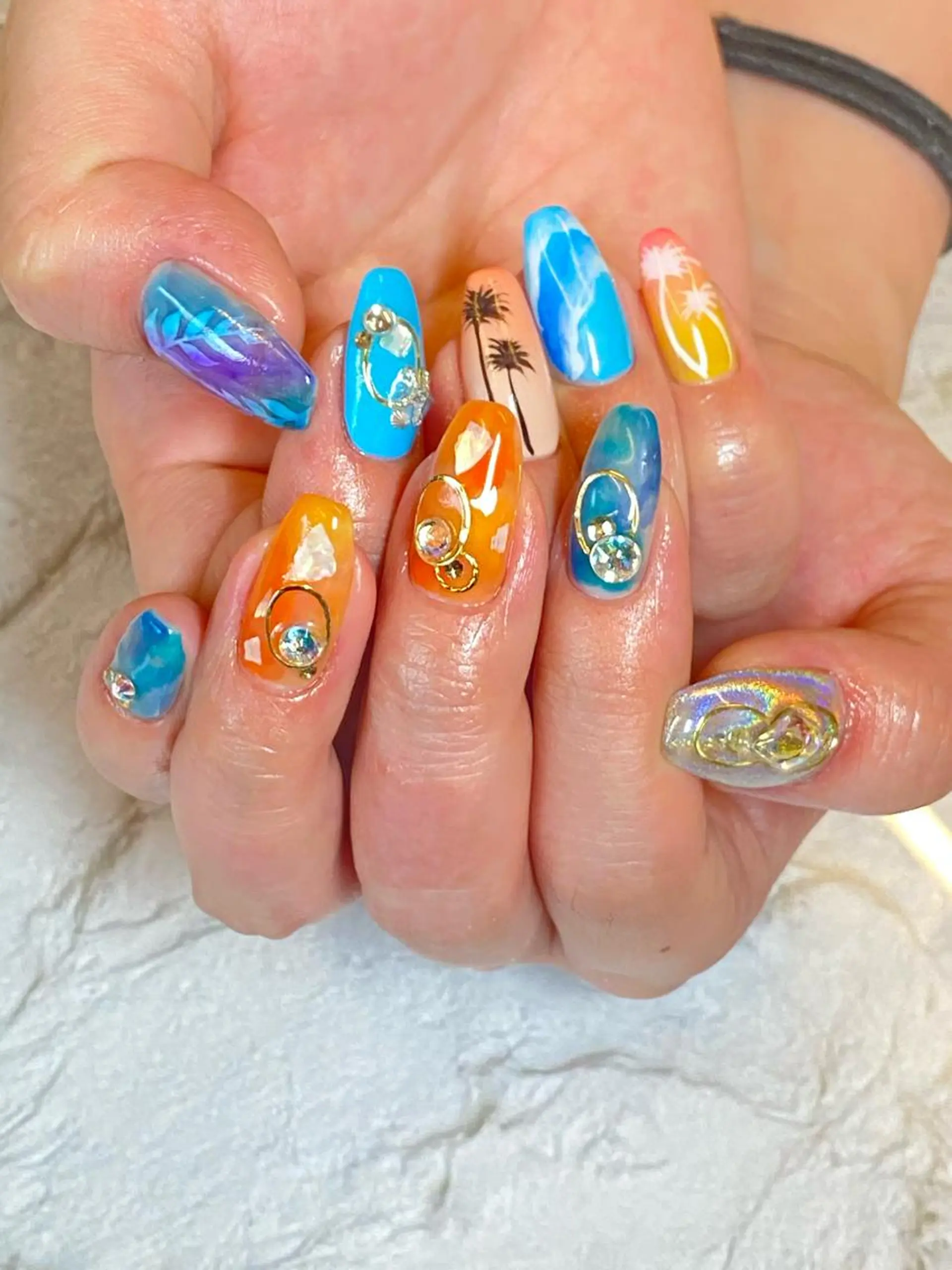 ネイル ジェルネイル パラジェル 夏ネイル ハンドネイル M nail はやまうららのネイルデザイン