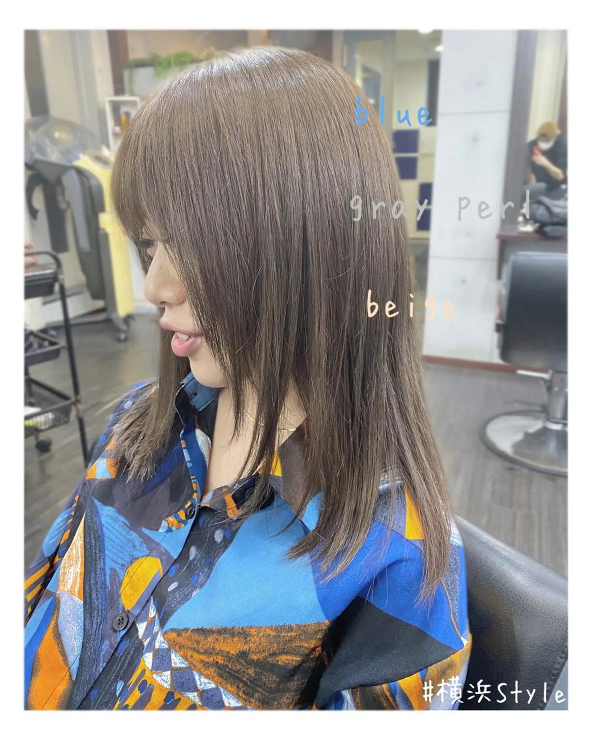 セミロング カラー グレージュ ミルクティーグレージュ カット ヘアカラー トリートメント ＊横浜駅＊ 金子 誠也のヘアスタイル