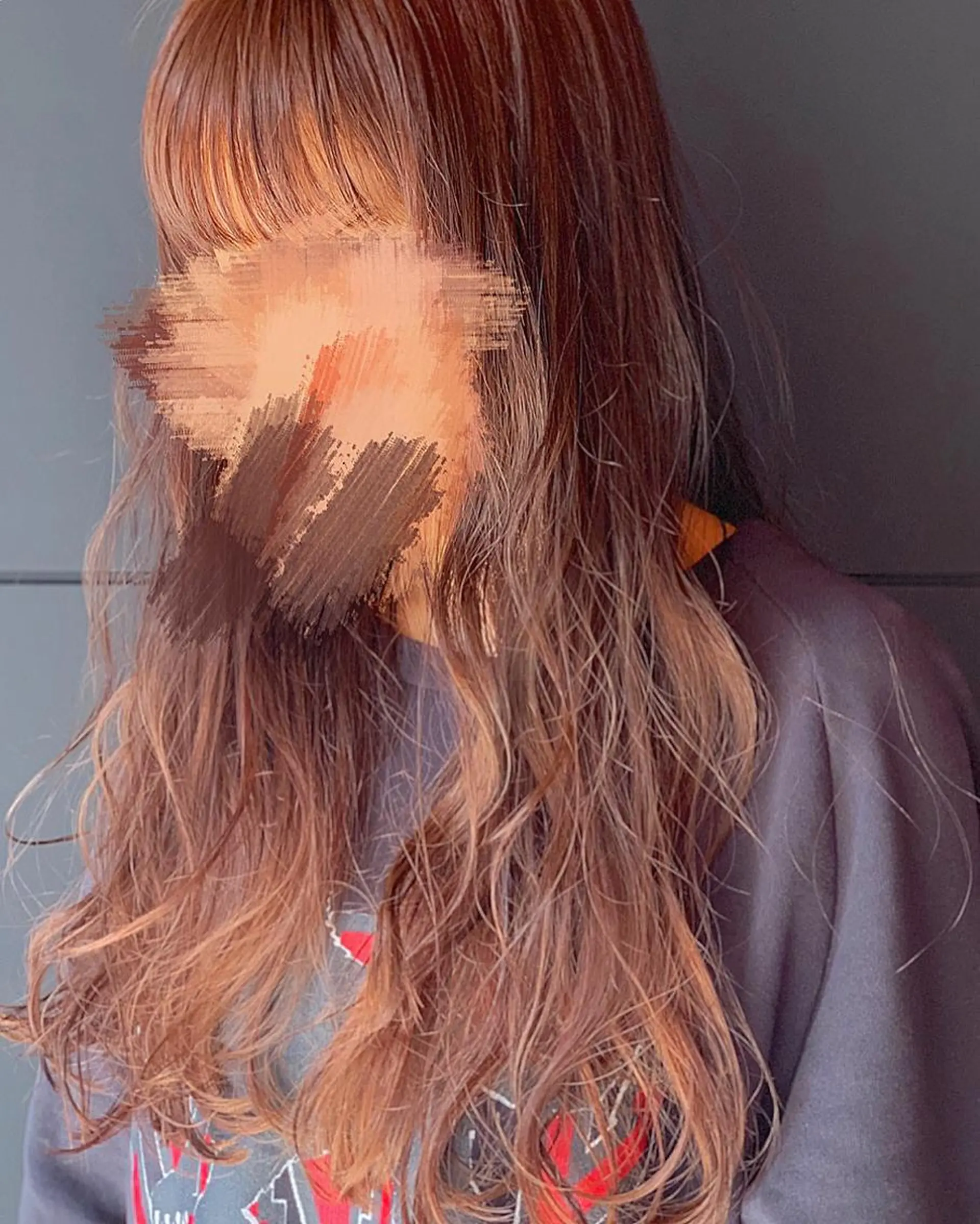ロング カラー ブラウンカラー オレンジ オレンジブラウン カット ヘアカラー トリートメント 萌花　moeka /韓国/レイヤーのヘアスタイル