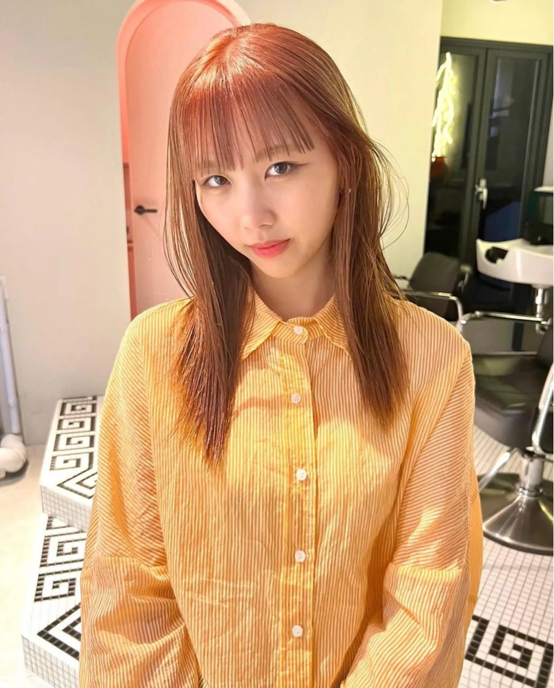 セミロング カラー ブラウンカラー オレンジ オレンジブラウン 丹治 一輝ボブ/ショートのヘアスタイル