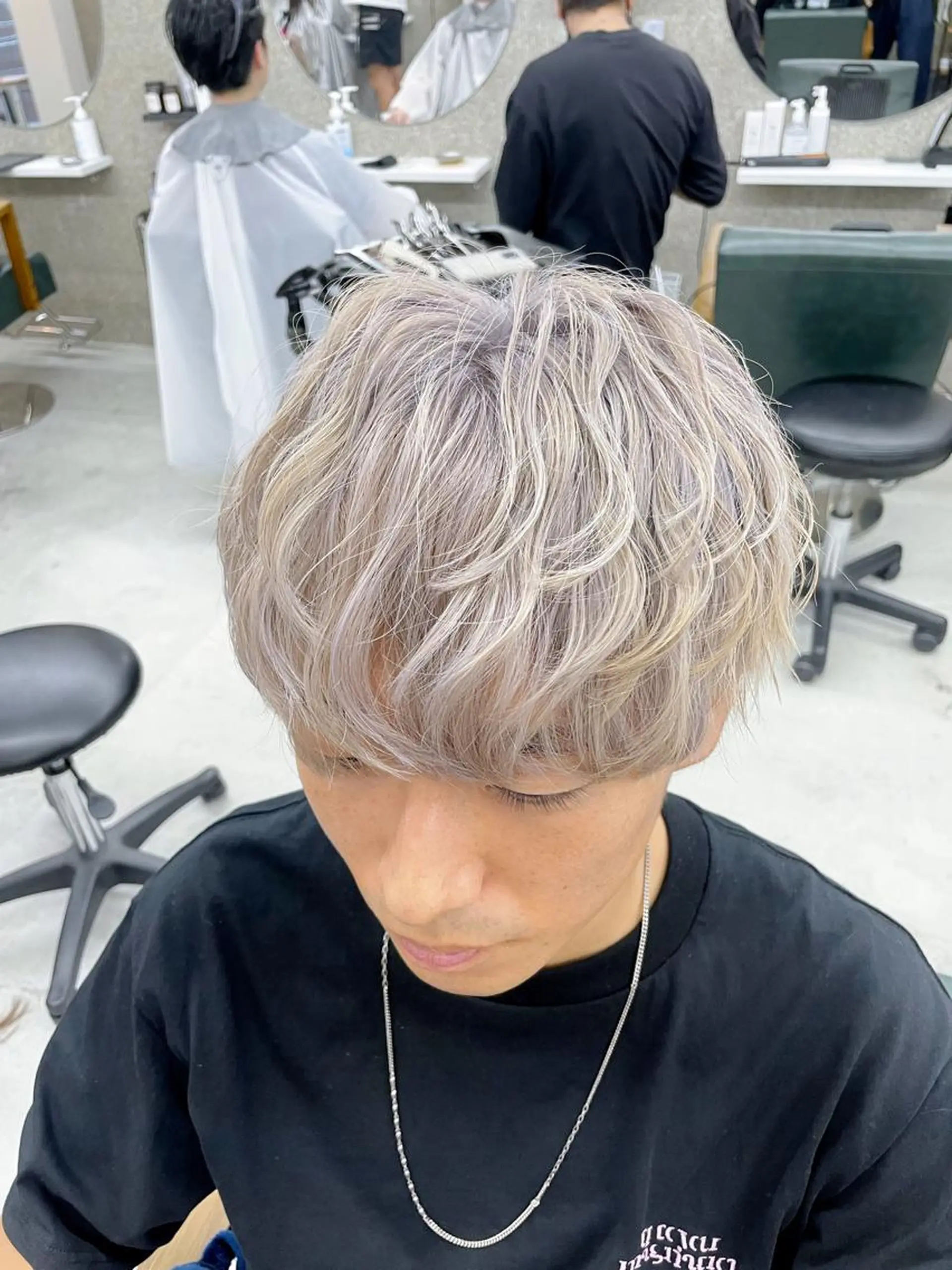 カラー パーマ メンズ Lull1人美容室 バレイヤージュのヘアスタイル