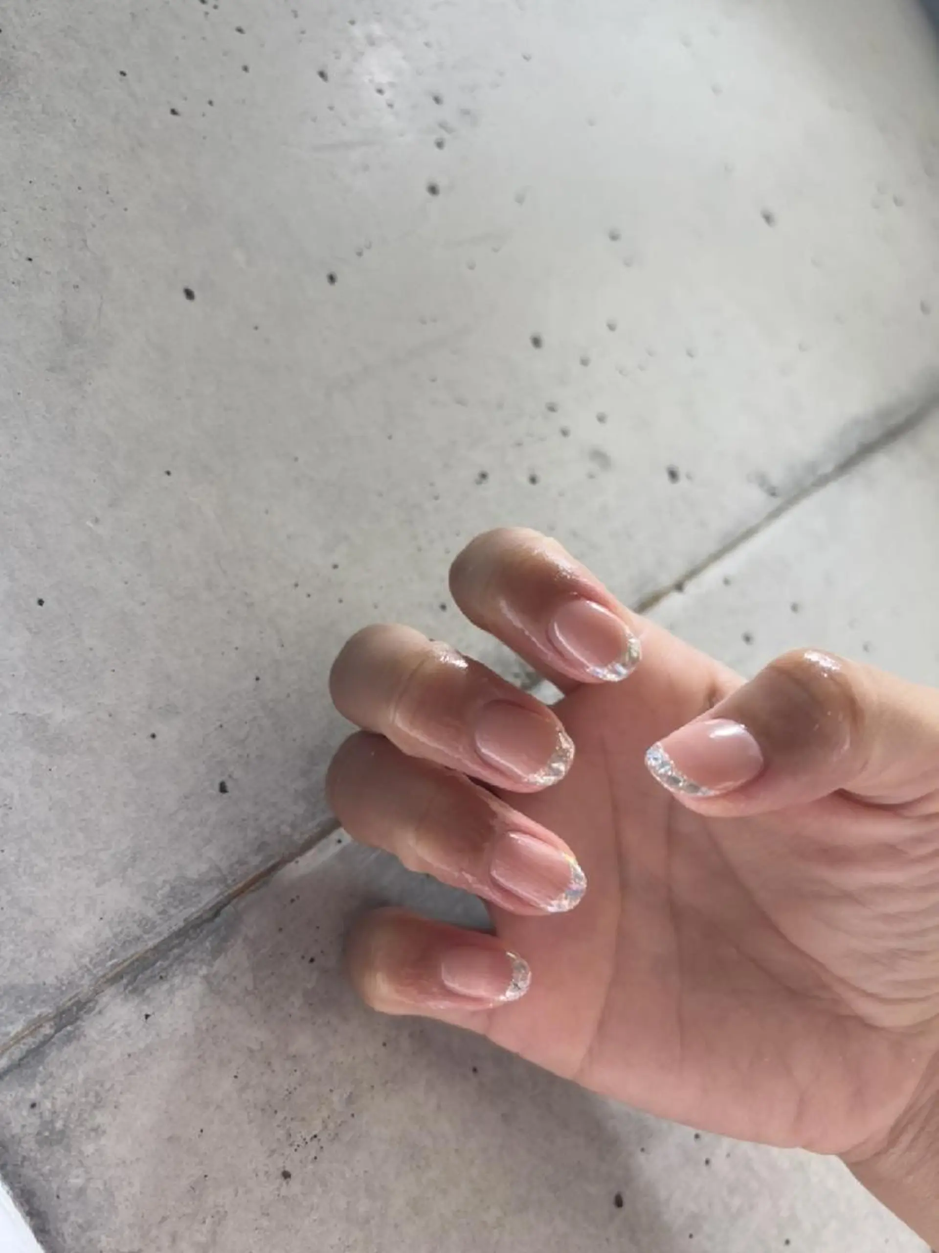 ネイル フレンチネイル ガラスフレンチ ハンドネイル nail .のネイルデザイン