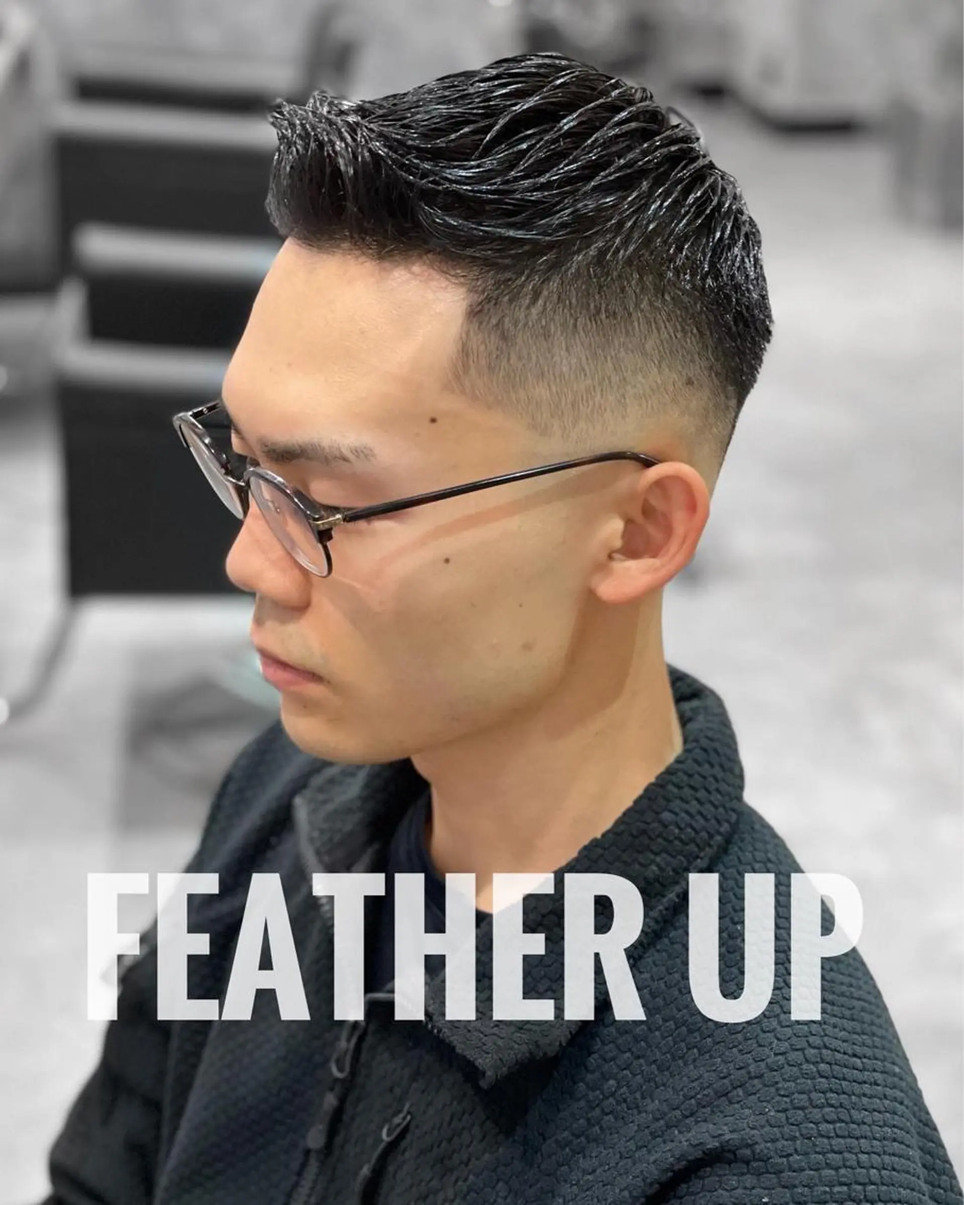ショート メンズ アップバング センターパート フェードカット メンズパーマ スキンフェード 🔥メンズ特化🔥 谷口力哉のヘアスタイル