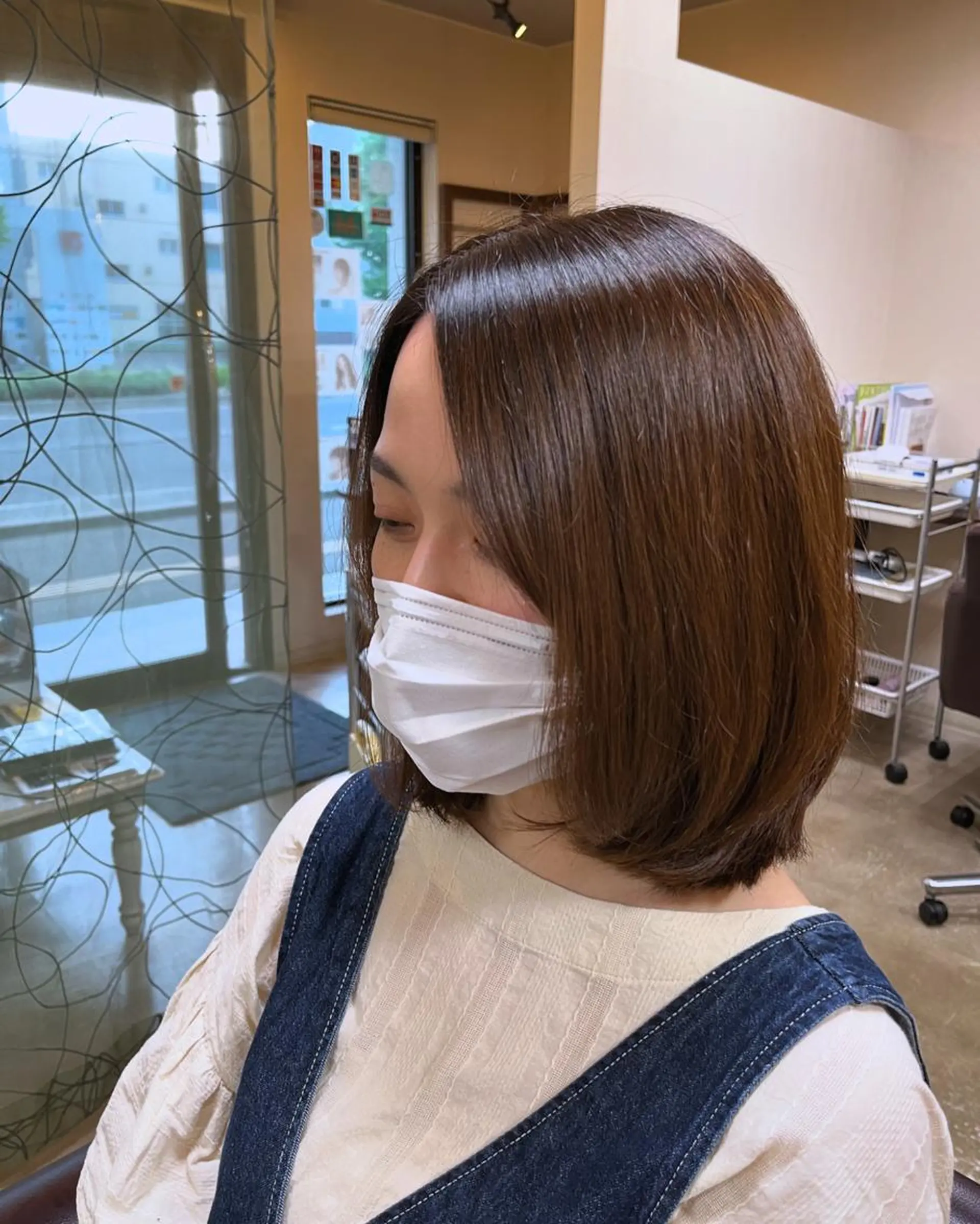 ミディアム アッシュ アッシュグレー アッシュグレージュ ボブ カット ヘアカラー トリートメント 澤崎 希望のヘアスタイル