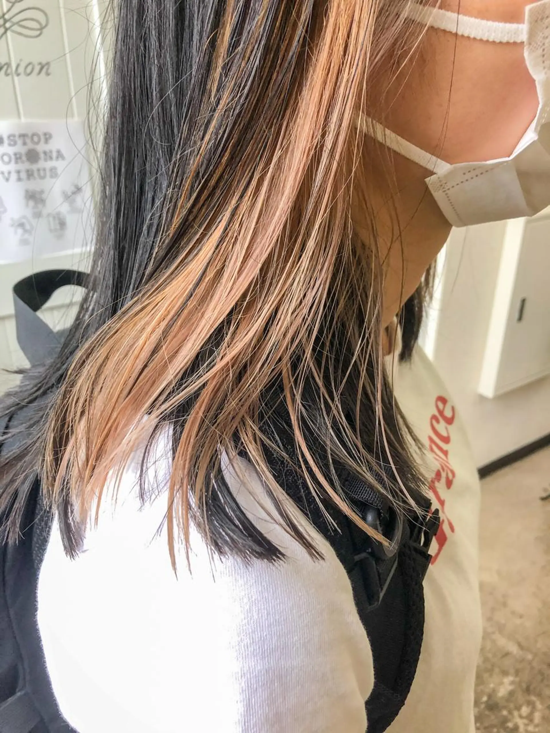 ミディアム カラー ミストバング  フェイスフレーミング ピンクカラー 小木曽智美 /ボブ/ショートのヘアスタイル