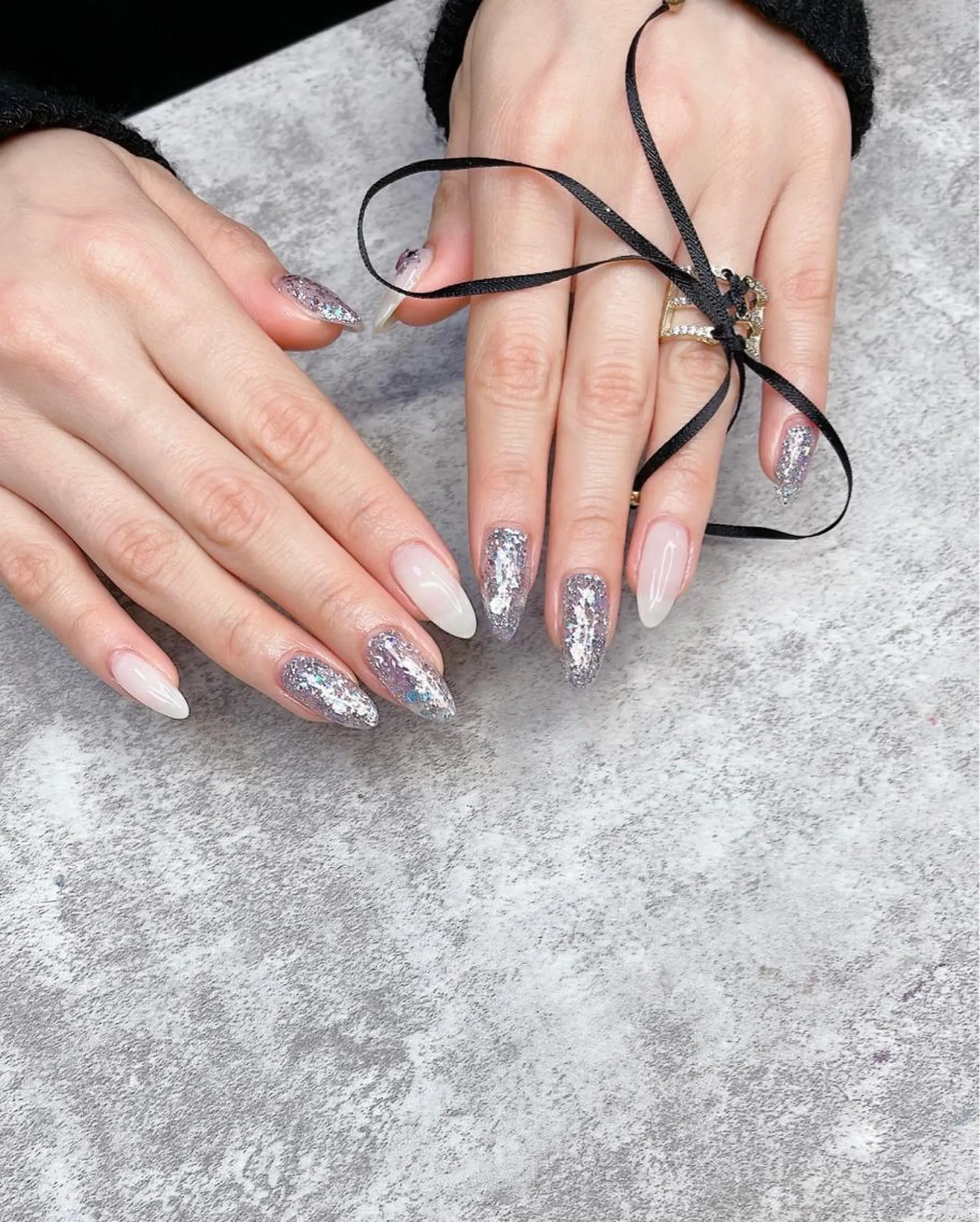 ミディアム ハンドネイル めぐみのネイルサロン スタッフ練習のネイルデザイン