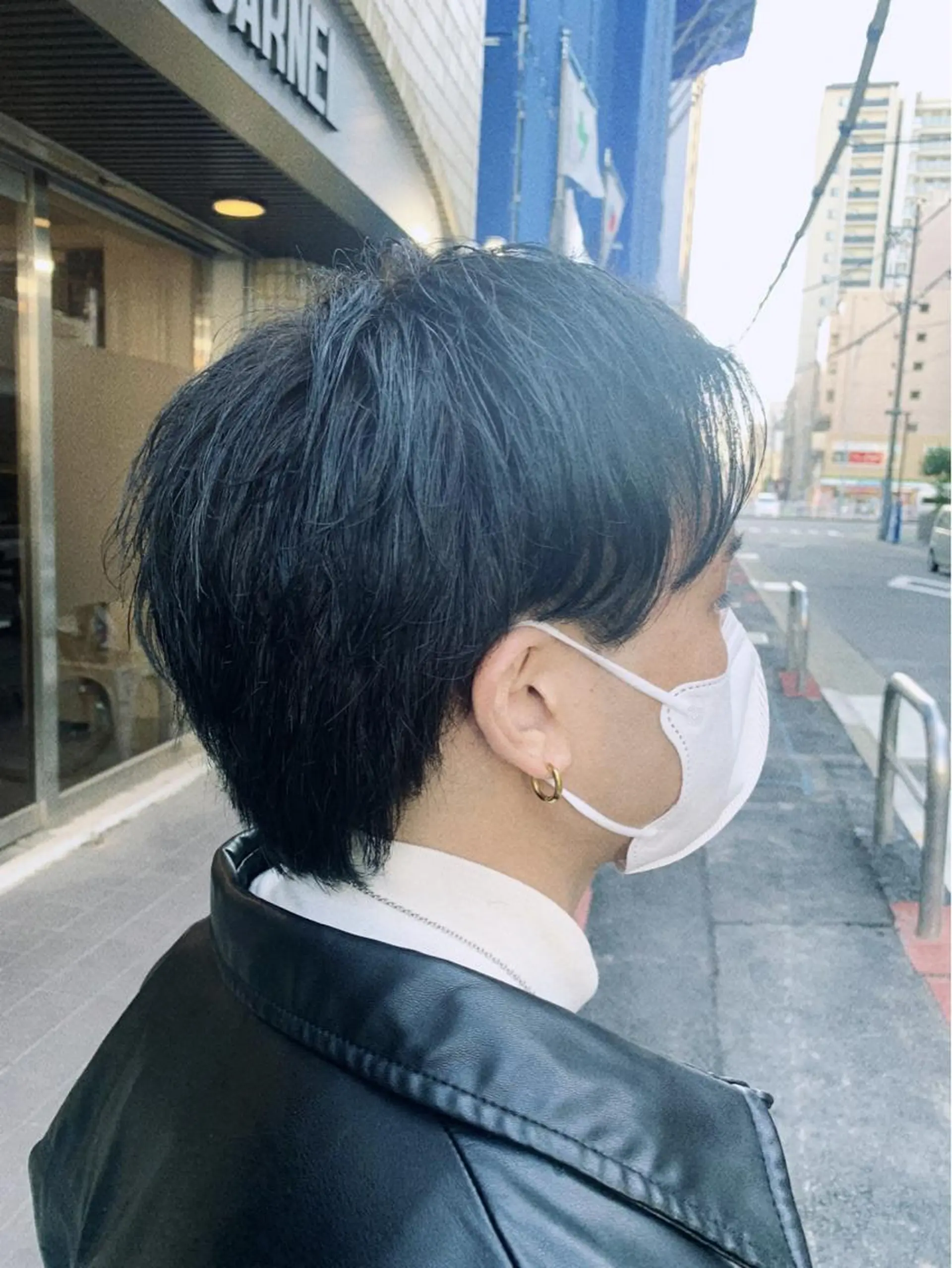 ショート パーマ メンズ センターパート メンズウルフカット ウルフカット メンズ専門CANEL かずまのヘアスタイル