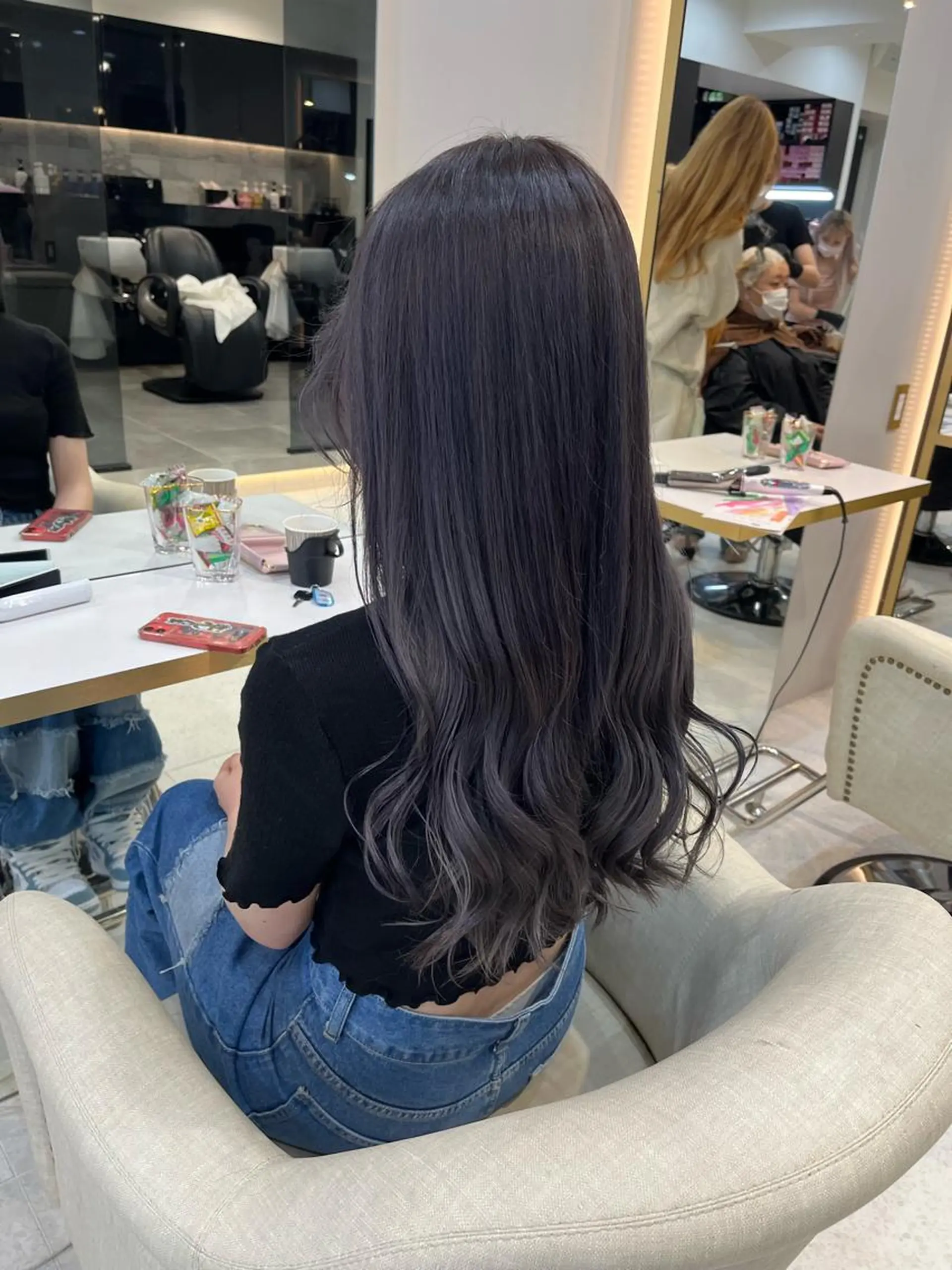 ロング カラー パーマ ヘアアレンジ 結婚式・ブライダル アッシュ ベージュカラー 黒髪 ブリーチ 韓国ヘア×2way 🇰🇷和知拓郎のヘアスタイル