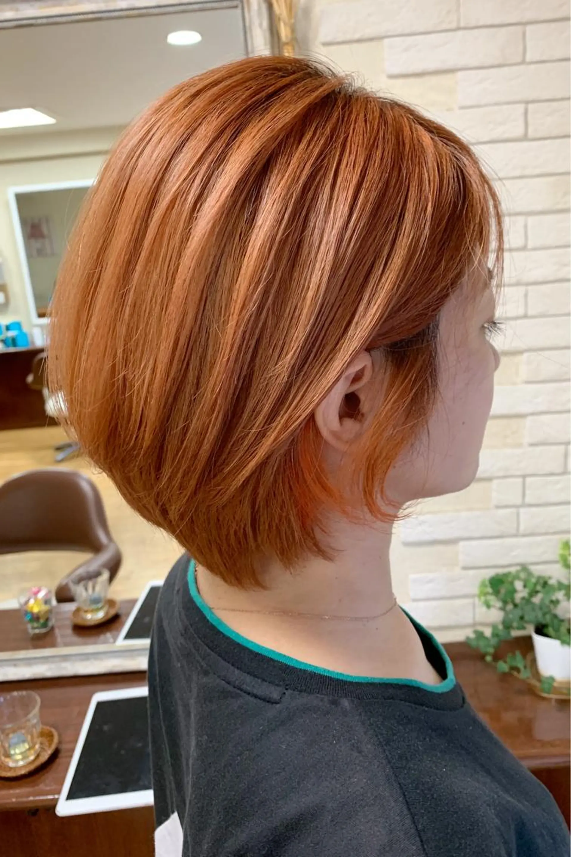 ショート カラー ベージュカラー インナーカラー オレンジ オレンジベージュ カット ヘアカラー トリートメント ショート/似合わせ レイヤー/福岡聖容のヘアスタイル