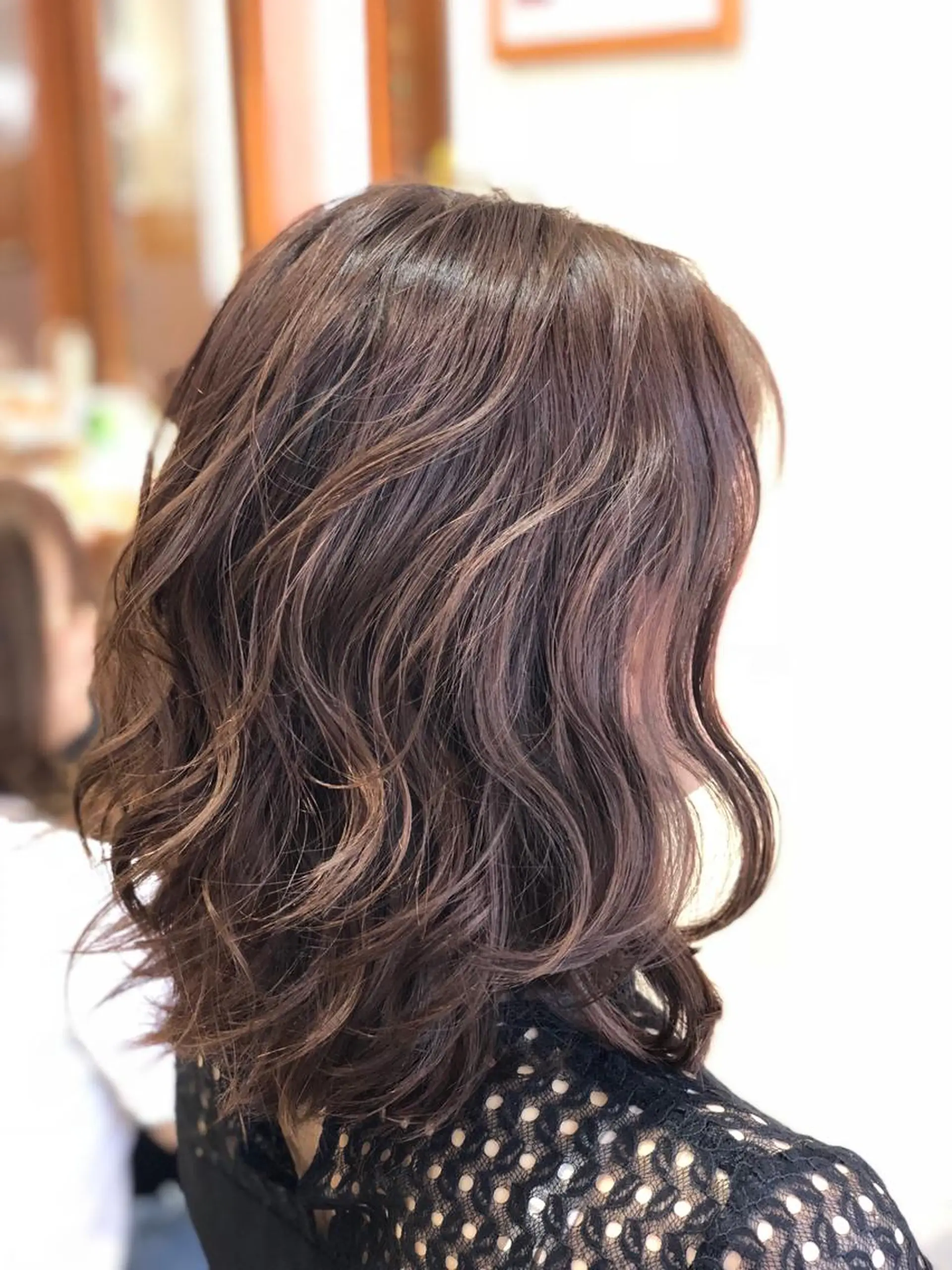 セミロング カラー グレージュ ハイライトカラー ハイライト 100%髪質改善特化 TRUNSのヘアスタイル