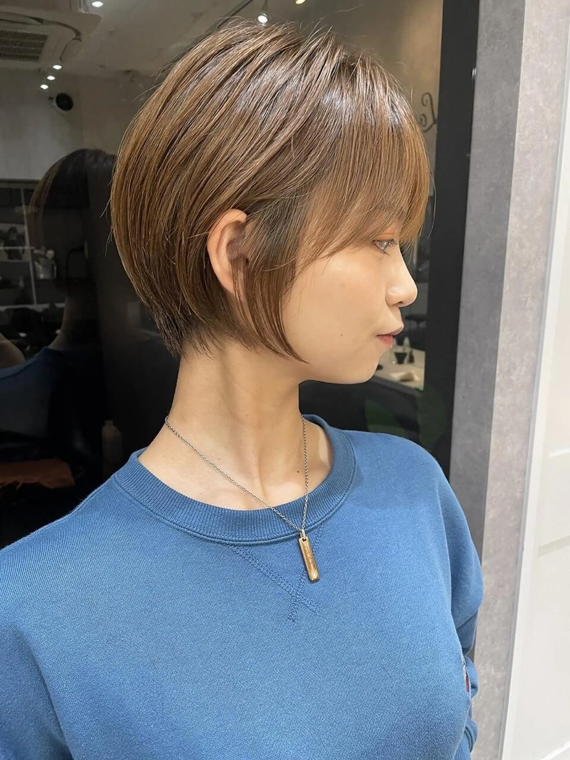 ショート カラー ヘアアレンジ ショートボブ 丸みショート ボブ ショートヘア 小顔カット カット ✨コテ巻き風パーマ ✨川合佑哉のヘアスタイル