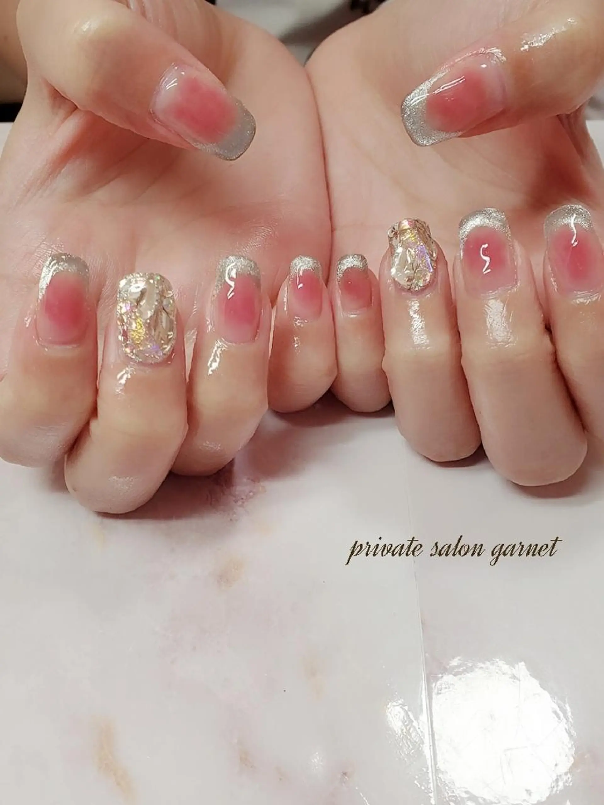 ネイル フレンチネイル マグネットネイル ハンドネイル Garnet nailのネイルデザイン