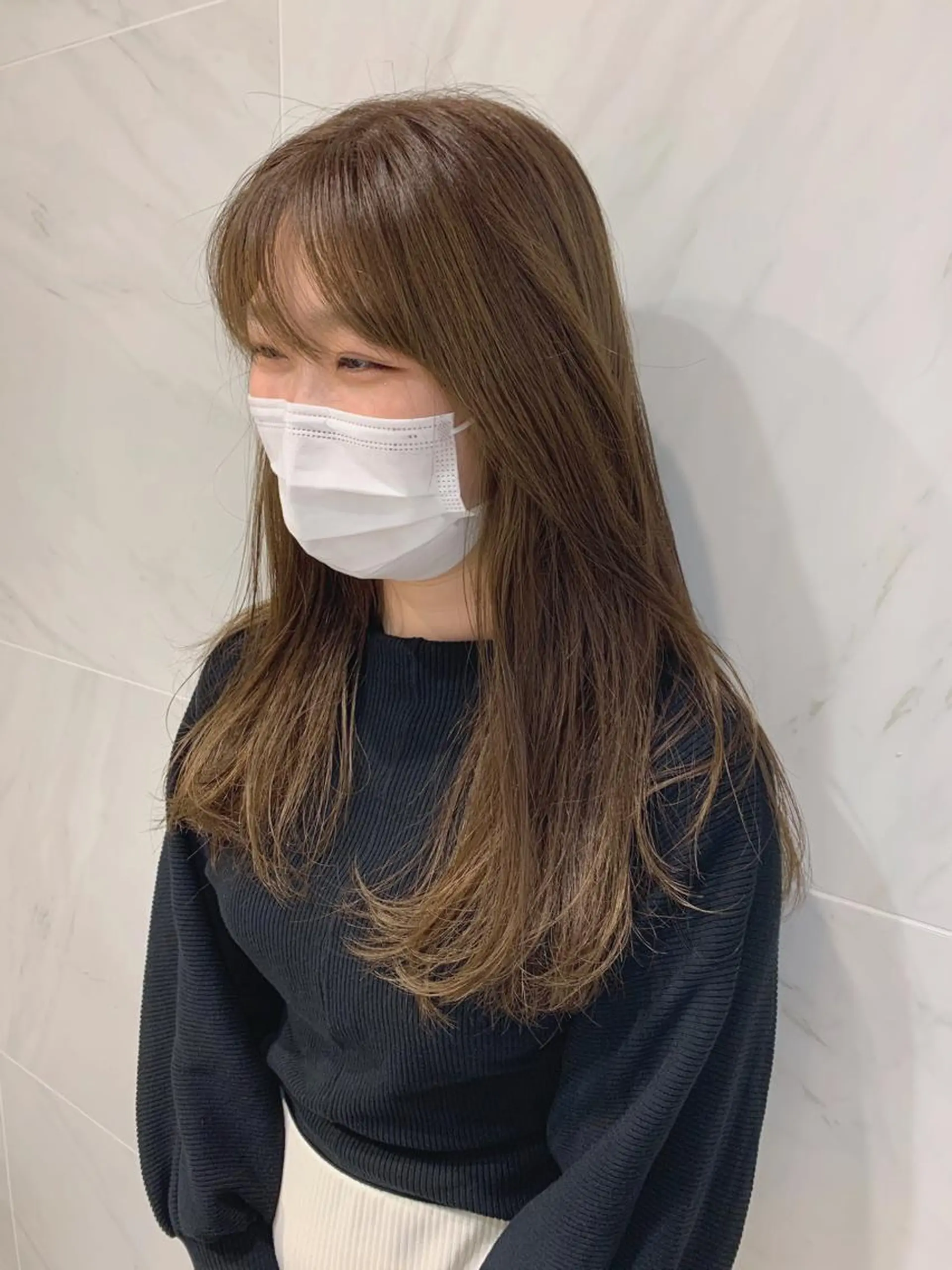 セミロング カラー ベージュカラー オリーブベージュ チバ タクミのヘアスタイル