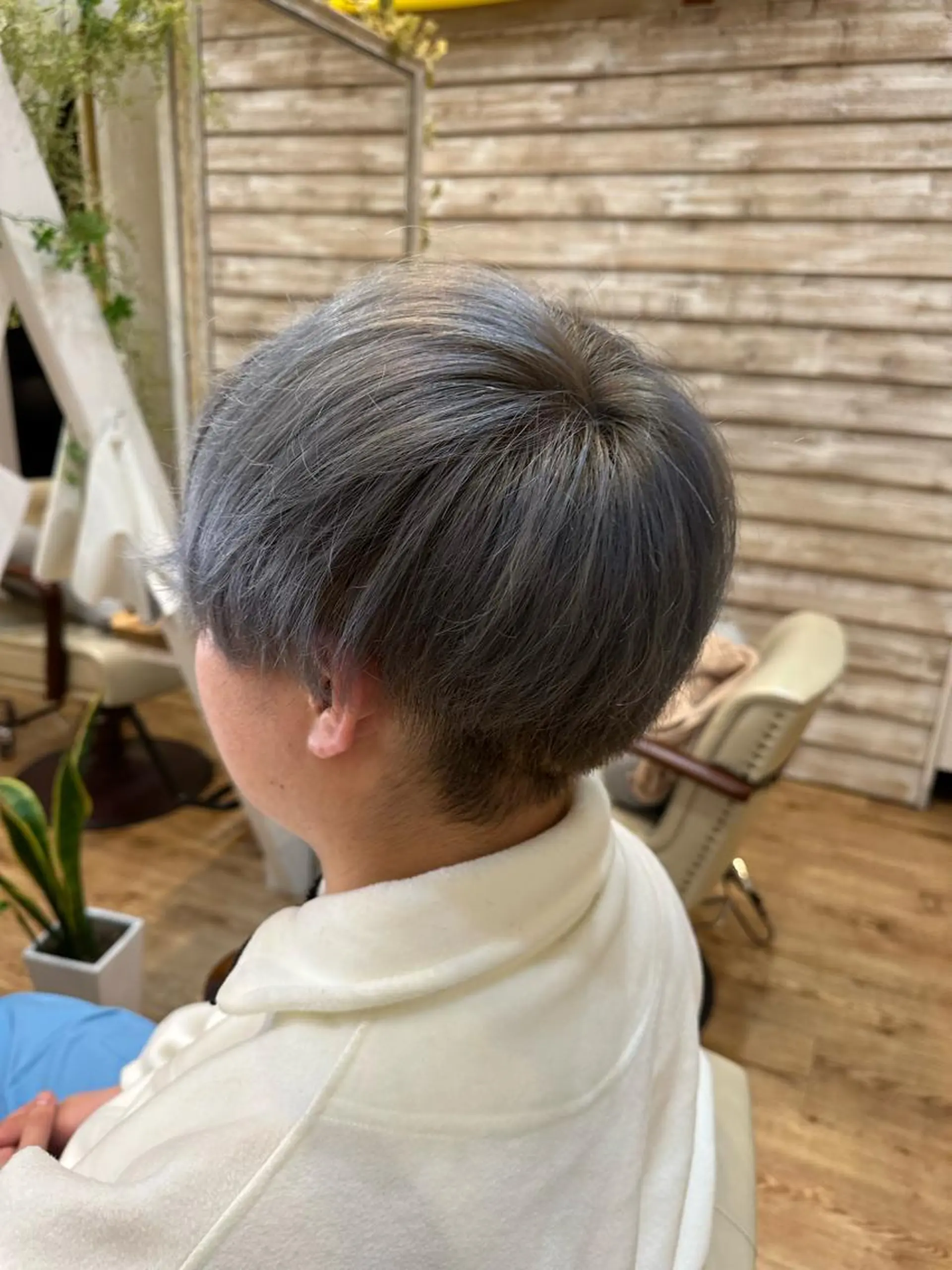 カラー シルバー ボブ、レイヤー、 ハイトーン、古淵のヘアスタイル