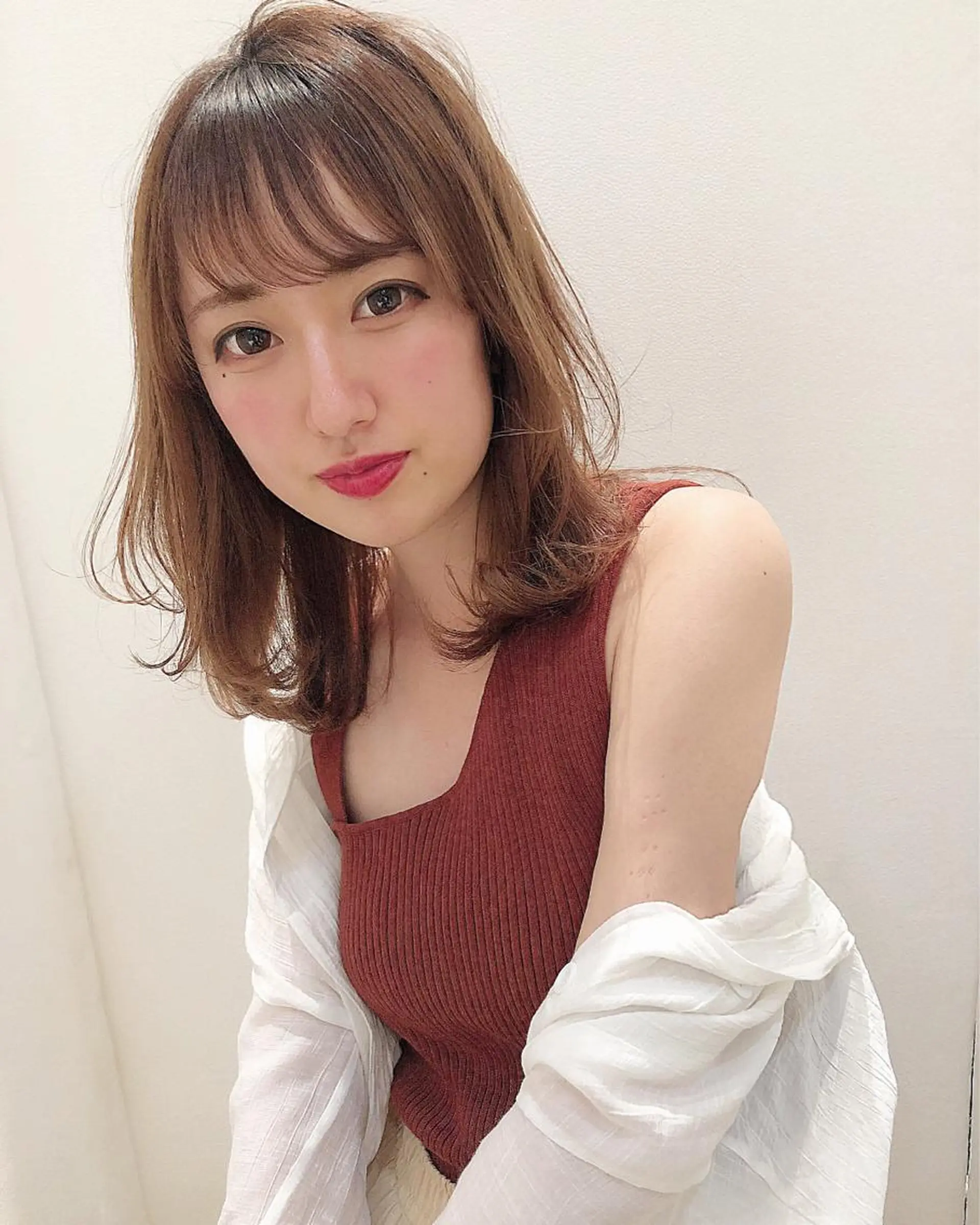 ミディアム カラー 店長/mao/ 前髪/顔周りカットのヘアスタイル