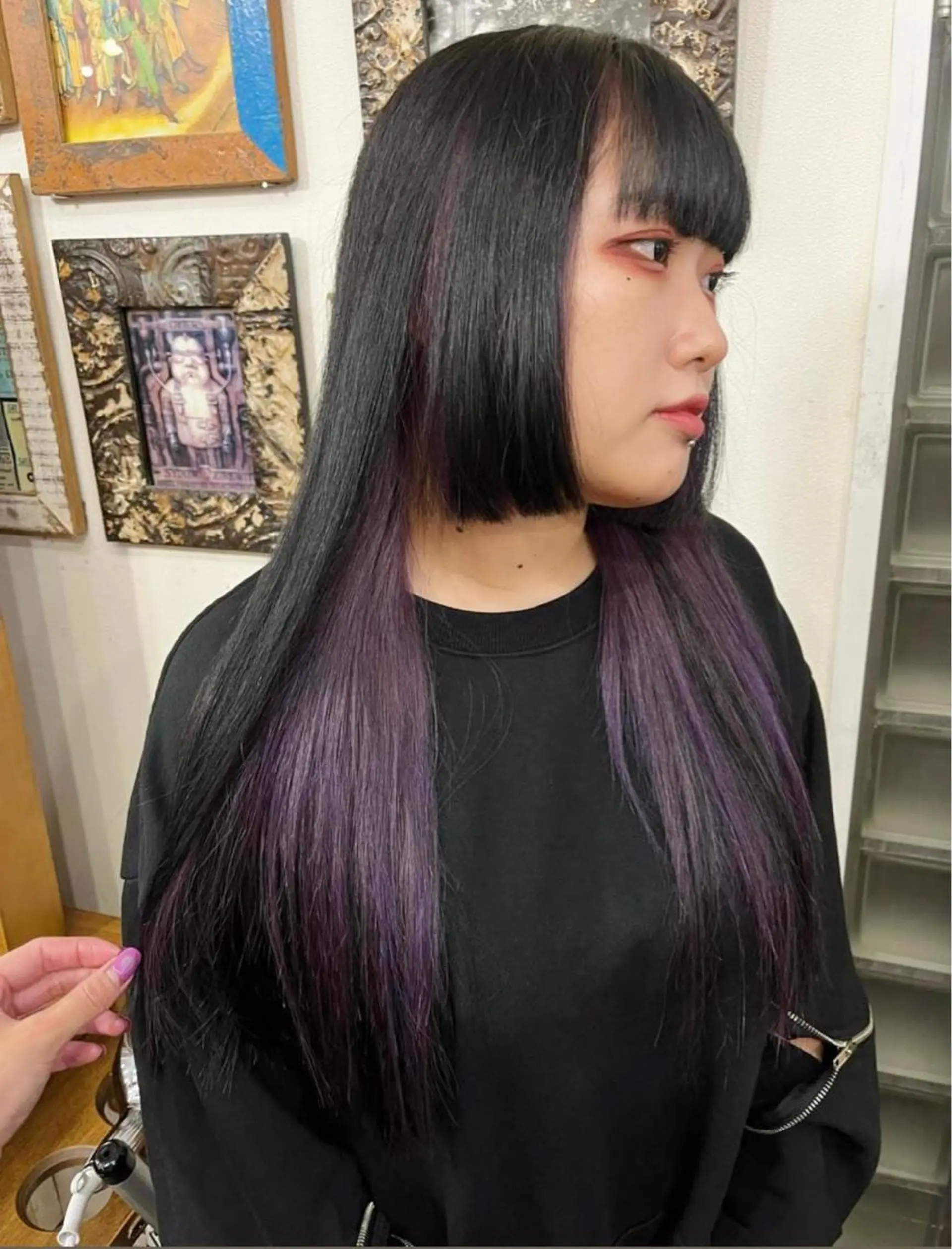 ロング カラー カット ヘアカラー トリートメント モモカ/ハイトーン /バレイヤージュのヘアスタイル