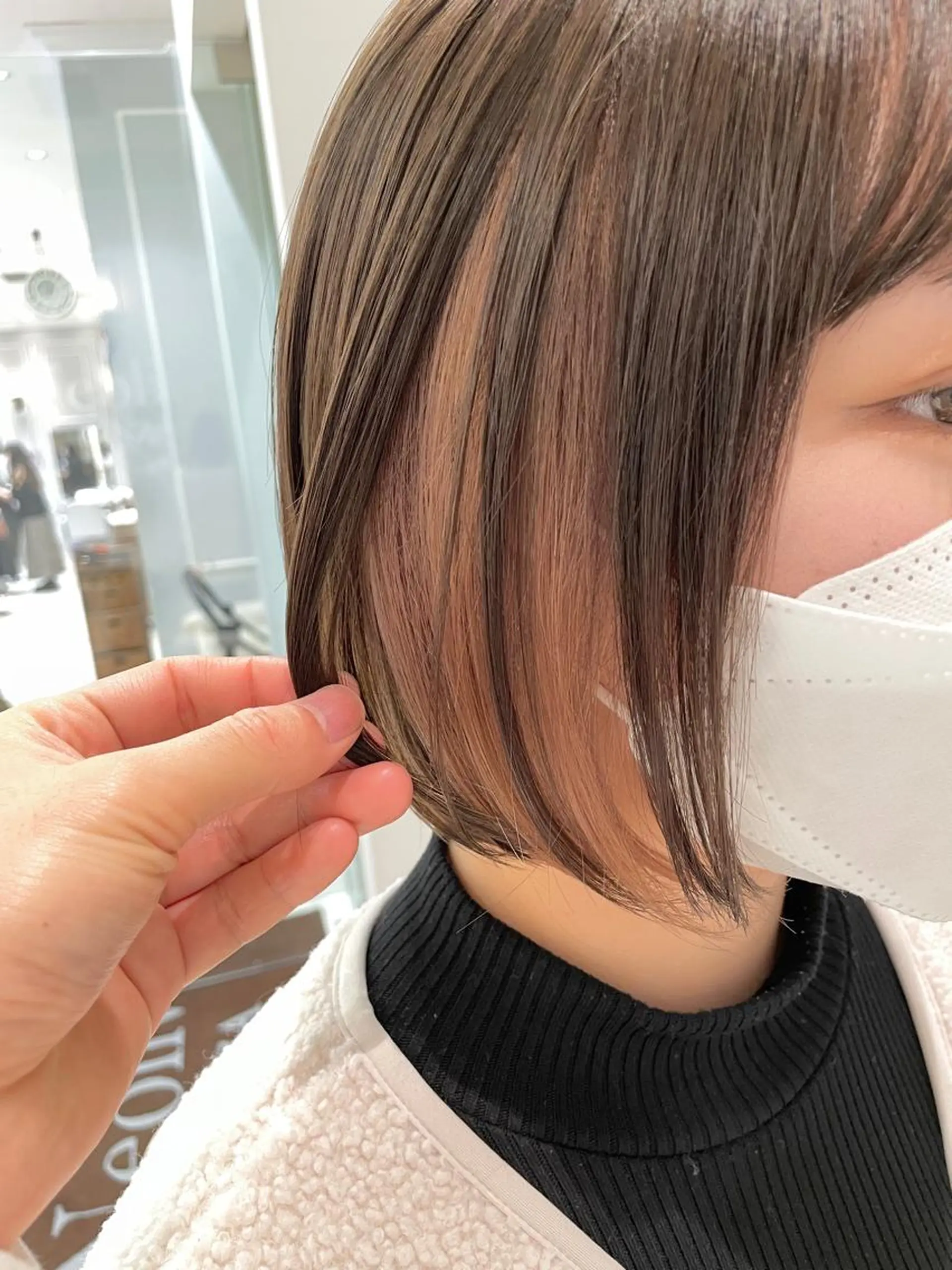 ショート カラー ブリーチ インナーカラー ヘアカラー トリートメント 💎小顔前髪&髪質 改善カラー💎片桐のヘアスタイル