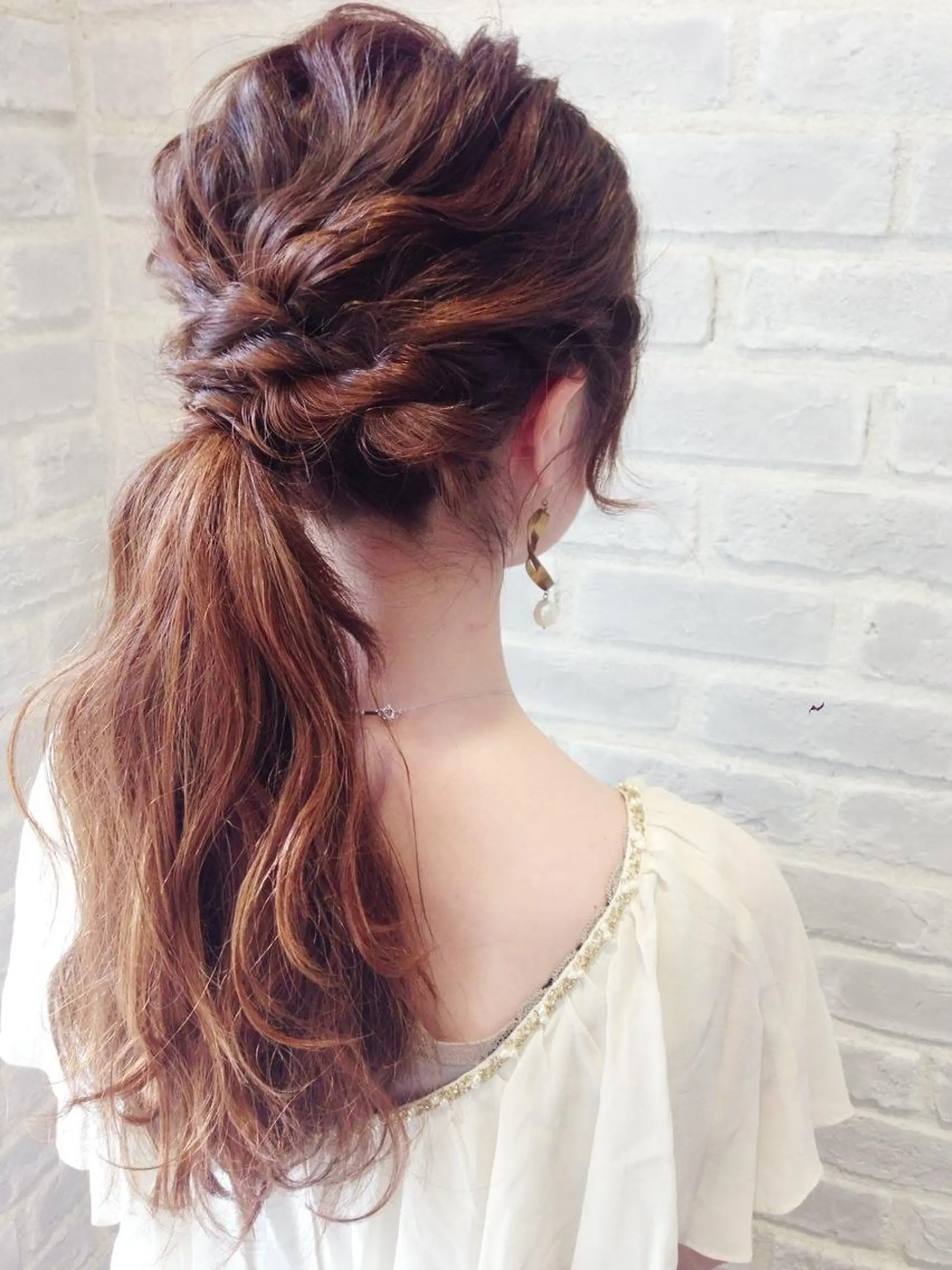 ミディアム セミロング ロング カラー ヘアアレンジ 結婚式・ブライダル rico_by ヘアとアイブロウの眉毛・アイブロウイメージ