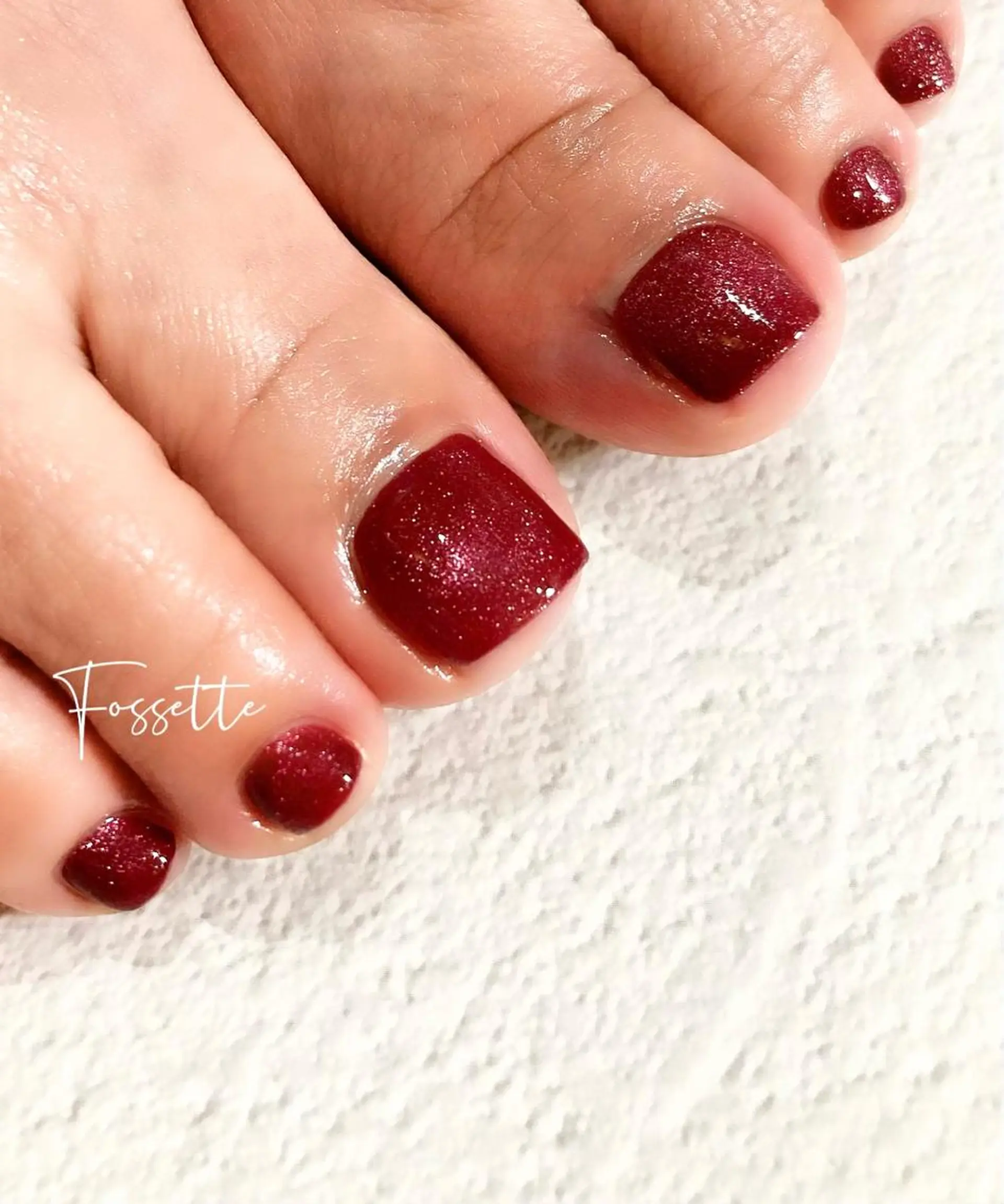 ネイル ボルドー フットネイル ジェルネイル マグネットネイル ワンカラーネイル フットネイル nailsalon Fossetteのネイルデザイン