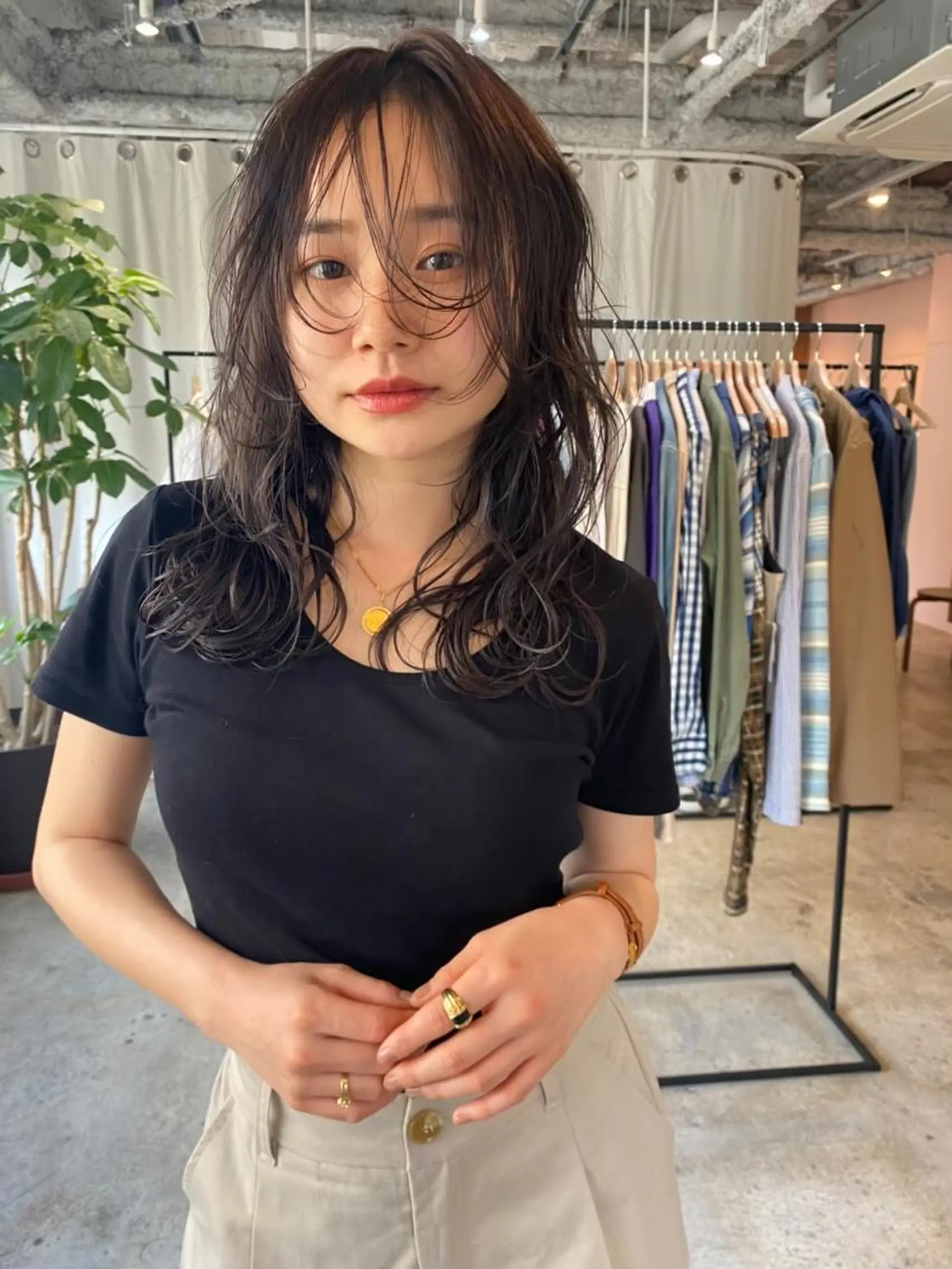 ミディアム パーマ カラー ショートボブ ミディアムパーマ アディクシーカラー ブリーチ ケアブリーチ ヘアカラー トリートメント CEINE OURのヘアスタイル