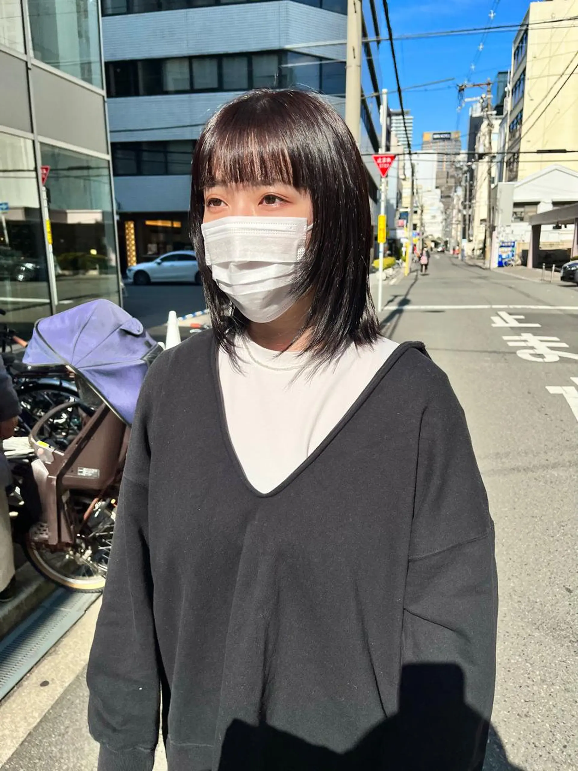 ミディアム カラー ディープパープル パープルカラー 顔まわりレイヤー 顔周りカット レイヤーカット カット ヘアカラー ショート/パーマ/ カラー/FUKOのヘアスタイル