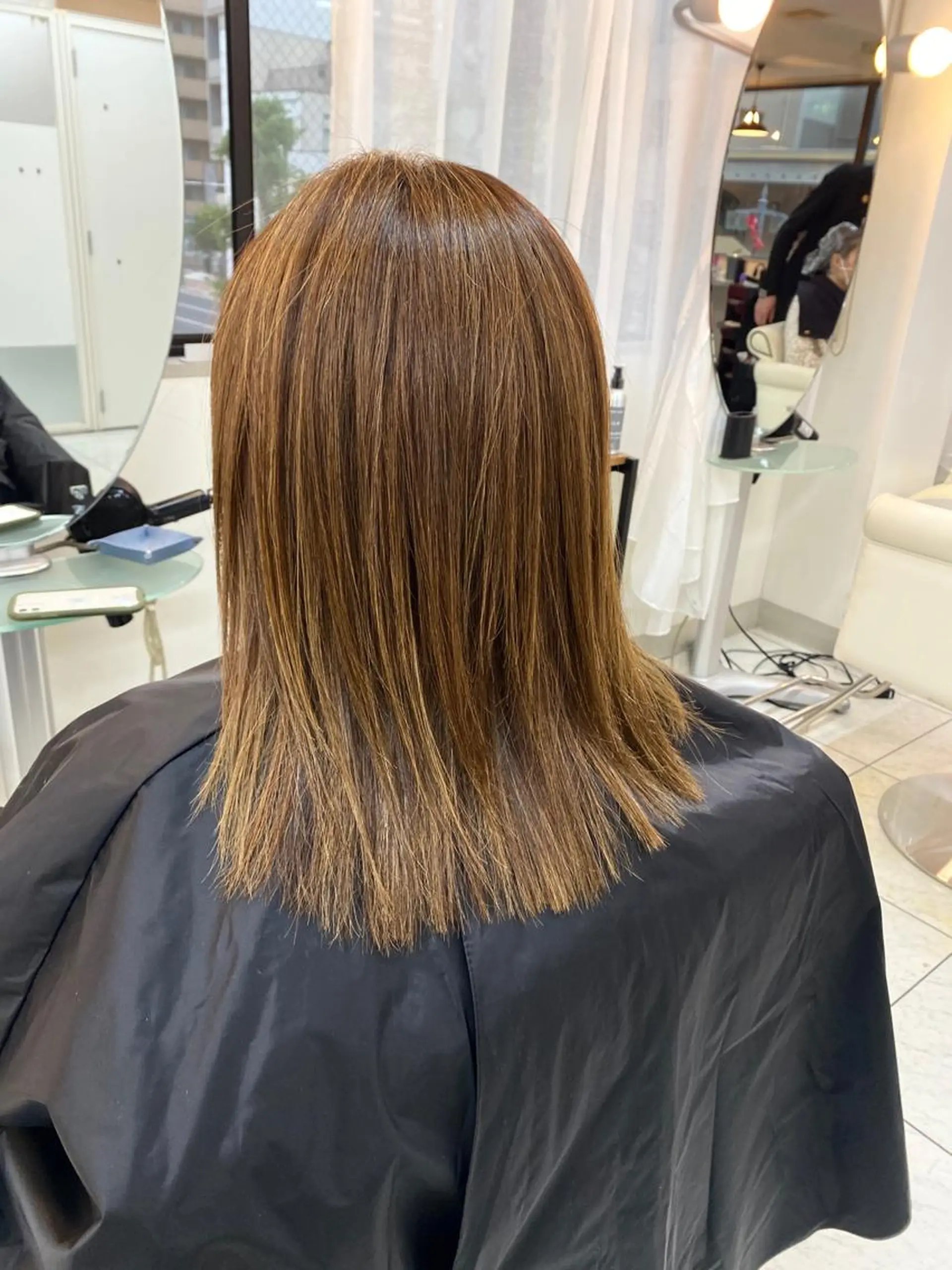 セミロング カラー ヘアアレンジ ハイライトカラー ハイライト ナカジマ ボブ/レイヤーのヘアスタイル