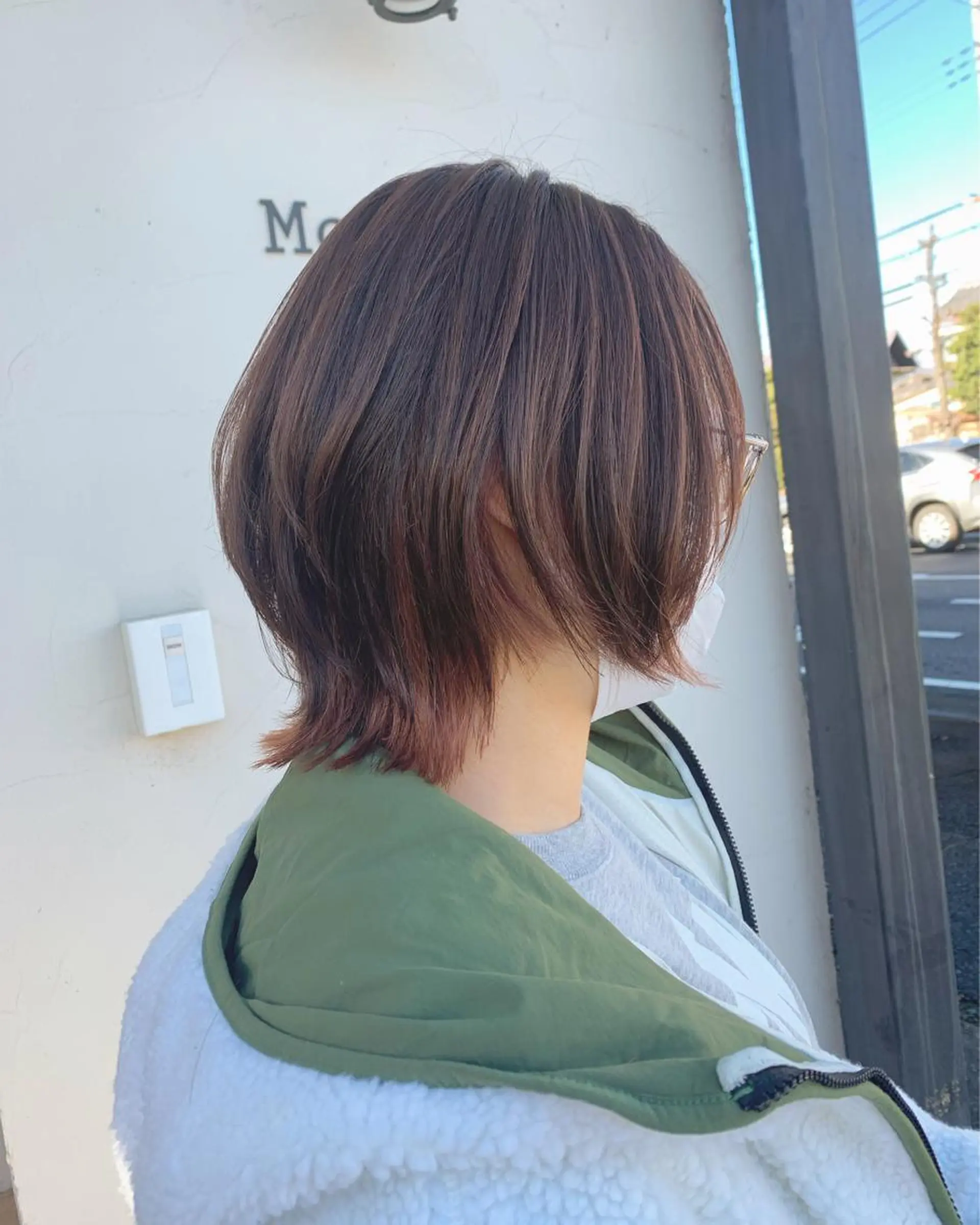 ショート カラー ブラウンカラー インナーカラー オレンジ ウルフカット カット トリートメント 井上 花音のヘアスタイル