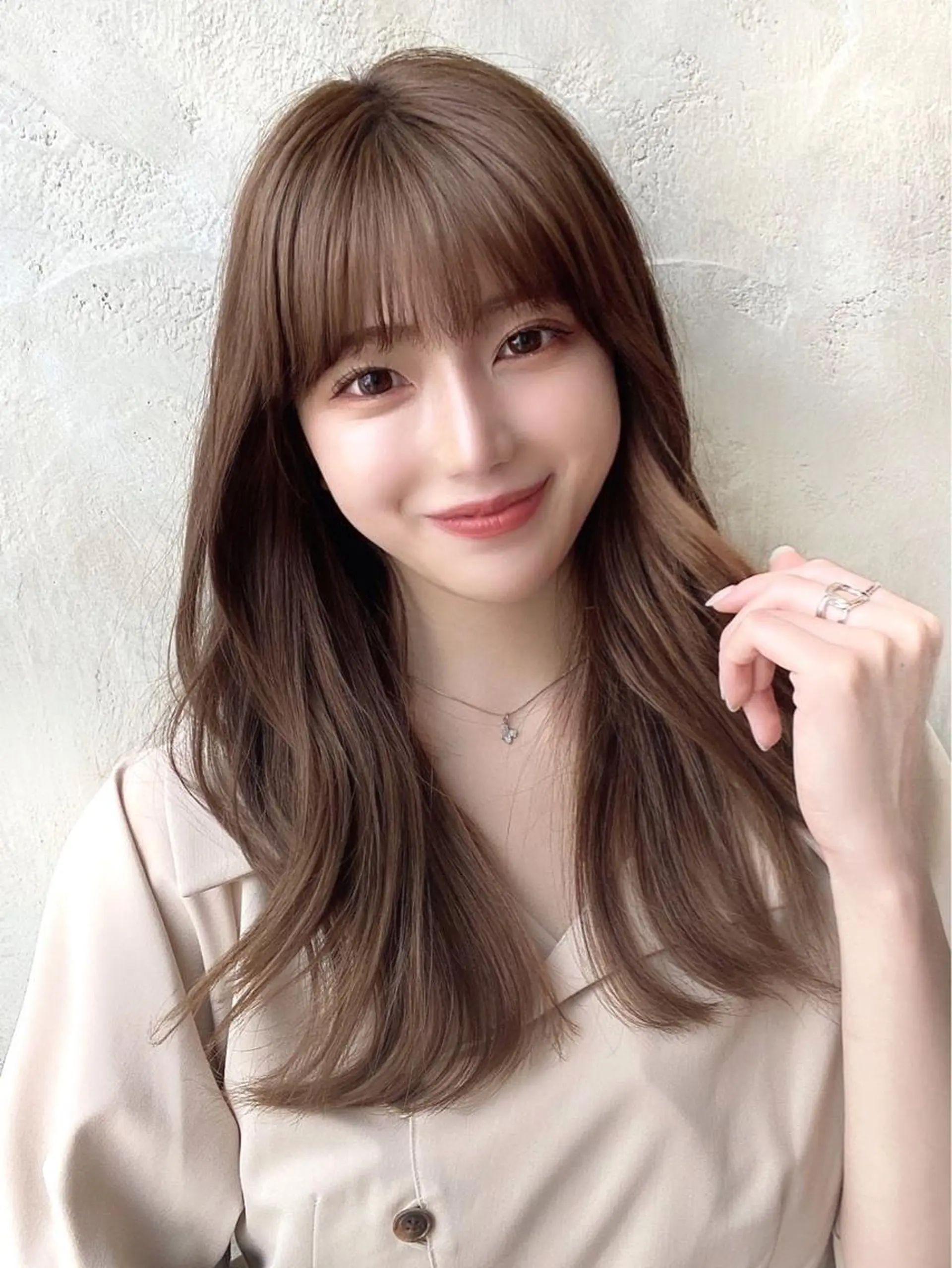 セミロング カラー ベージュカラー ブラウンカラー ブラウンベージュ くびれヘア 顔周りカット 顔周り/くびれヘア 韓国ヘア💕風間るなのヘアスタイル