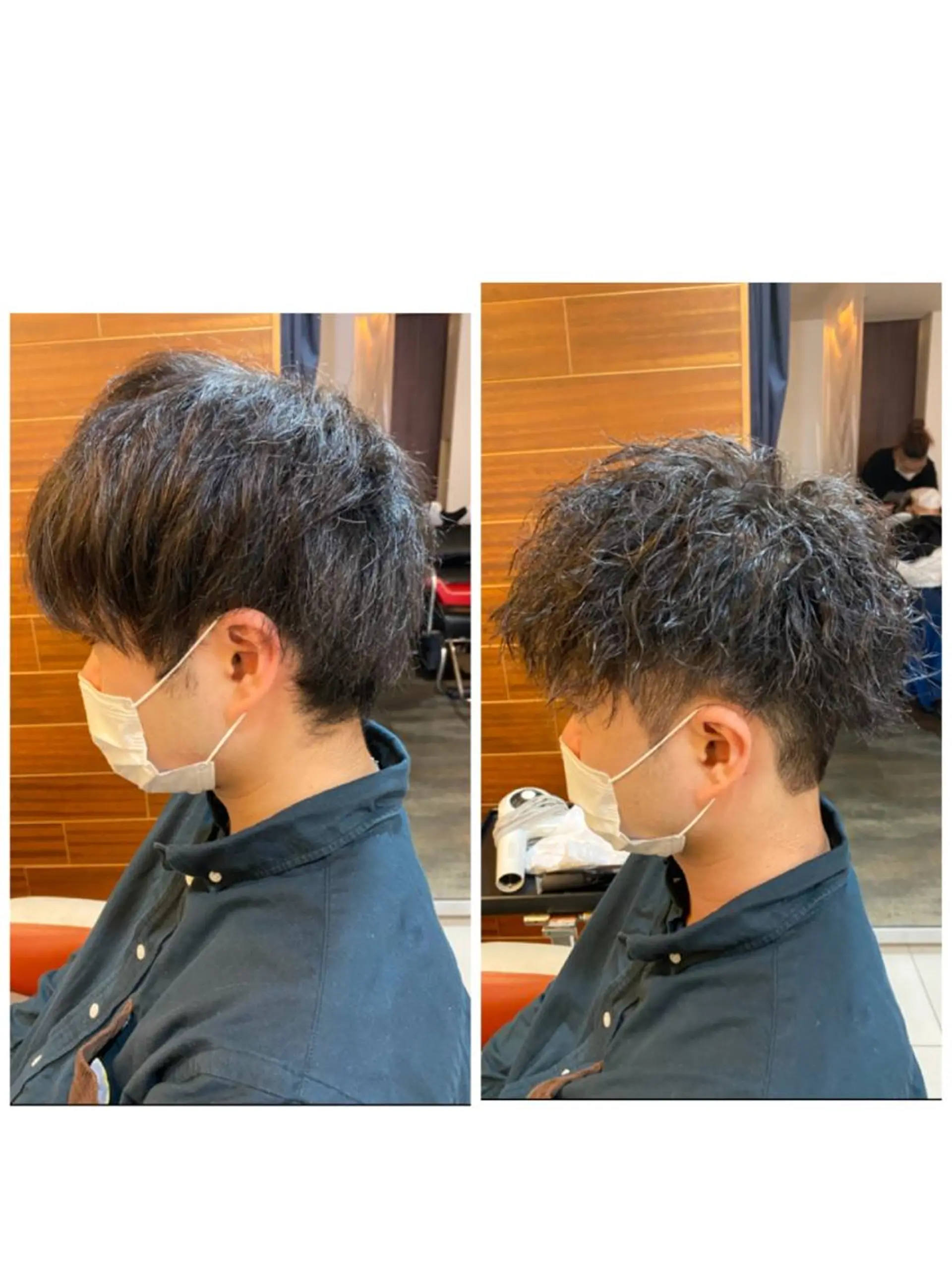 ショート パーマ メンズ マッシュ メンズパーマ 塩谷黎✨ブリーチ無W カラーメンズパーマ✨のヘアスタイル