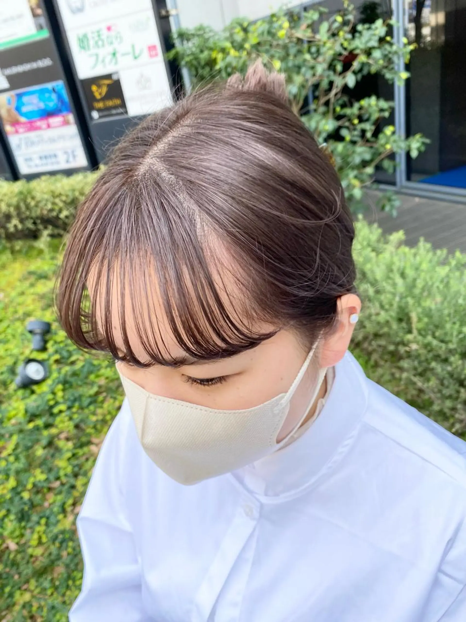 ミディアム 髪と音処 マトぺ所属・デザインカラー/ボブ ブリーチカラー/ユリのヘアスタイル