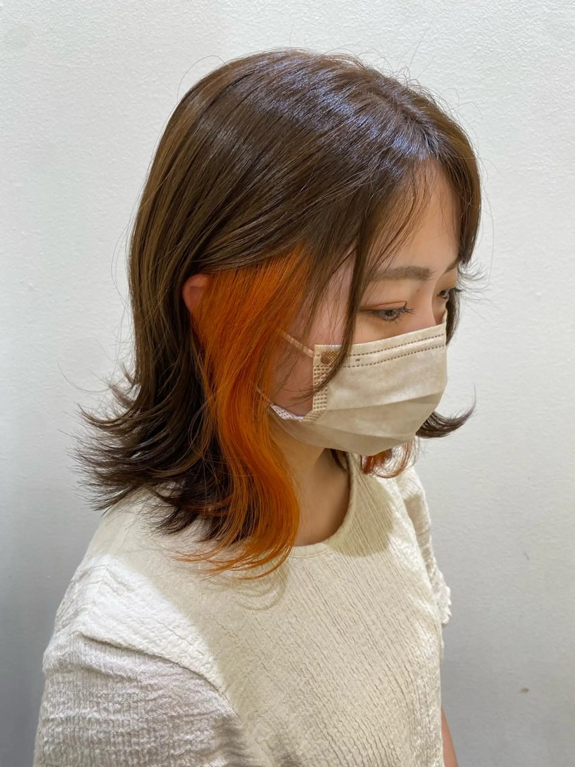 ミディアム カラー ヘアアレンジ ブリーチ イヤリングカラー ブリーチなしカラー 🦋レイヤー職人 猪瀬玲奈🦋のヘアスタイル