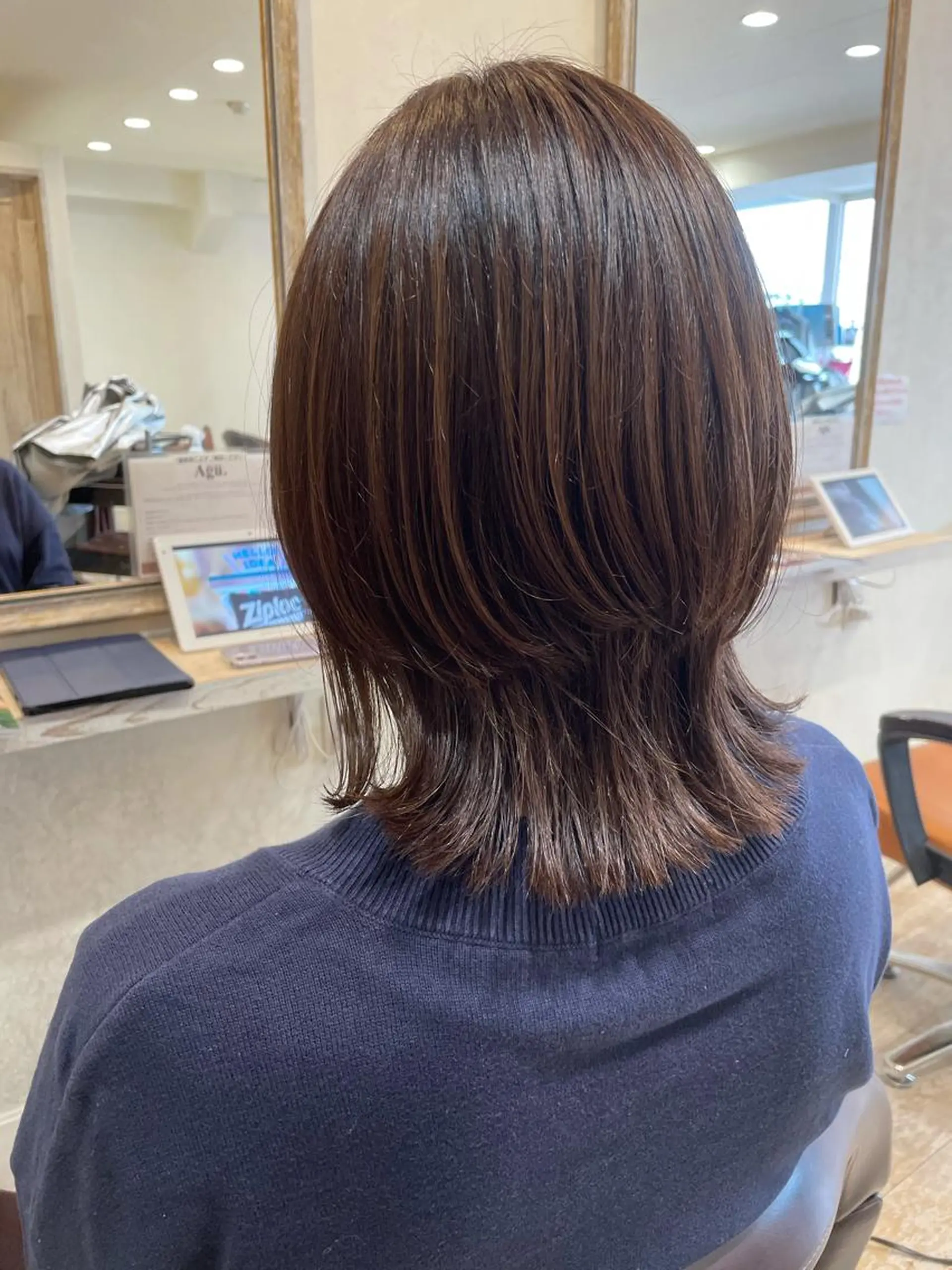 ミディアム カラー カット ヘアカラー Agu hair verse所属・小顔/似合わせカット 杉山莉菜のヘアスタイル