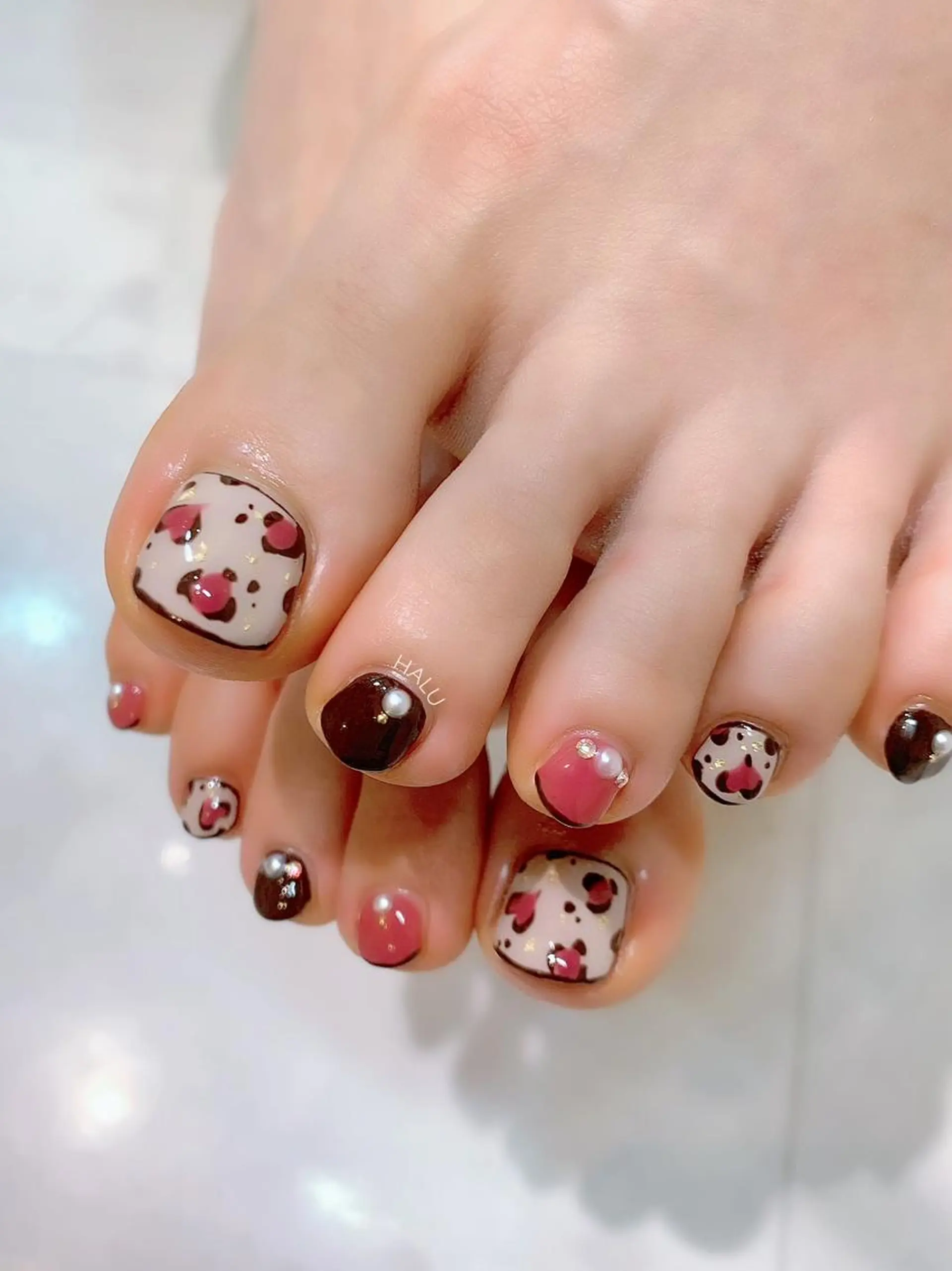 ネイル アニマル柄 バレンタイン HALU ハルのネイルデザイン