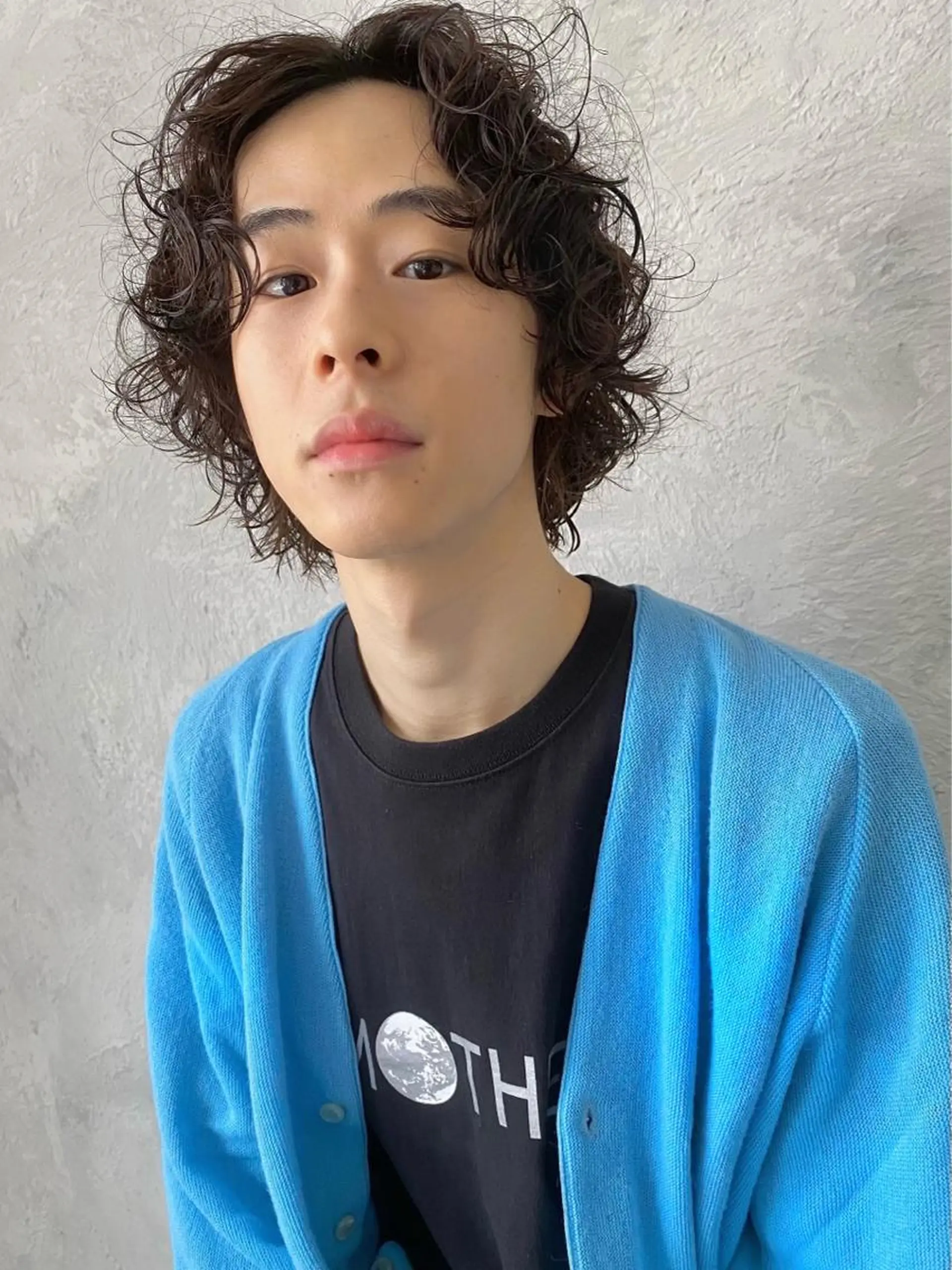 ミディアム パーマ メンズ ミディアムパーマ メンズパーマ 森貴裕/ベージュ/ パーマ/オリーブのヘアスタイル