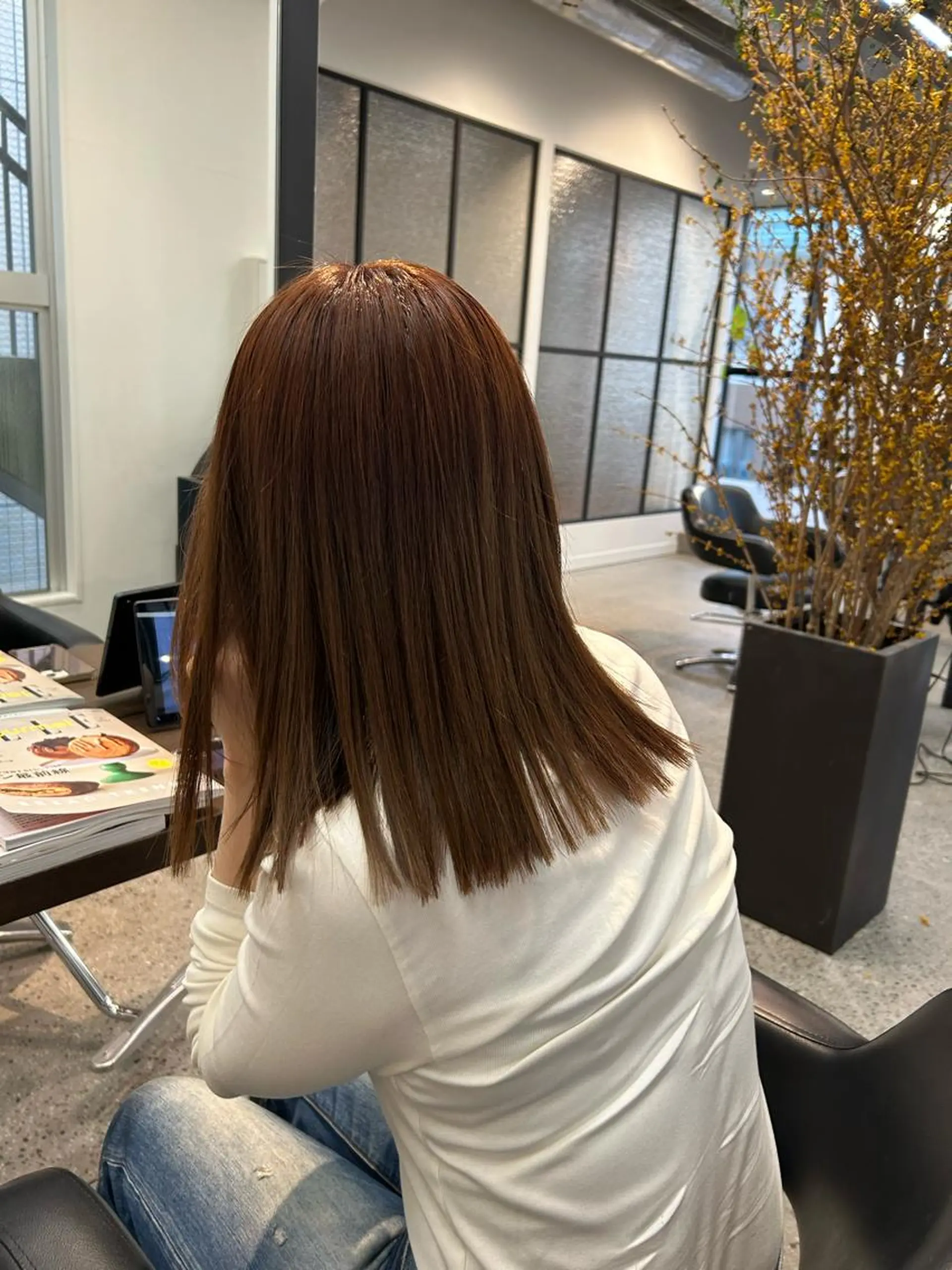 ミディアム 髪質改善/縮毛矯正/ 透明感カラーYUMAのヘアスタイル