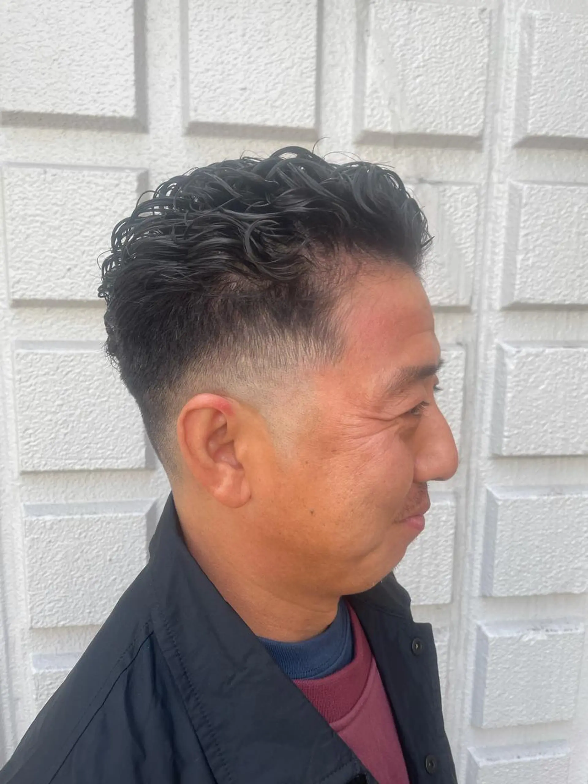 パーマ メンズ フェードカット メンズパーマ スキンフェード 中野 健人のヘアスタイル