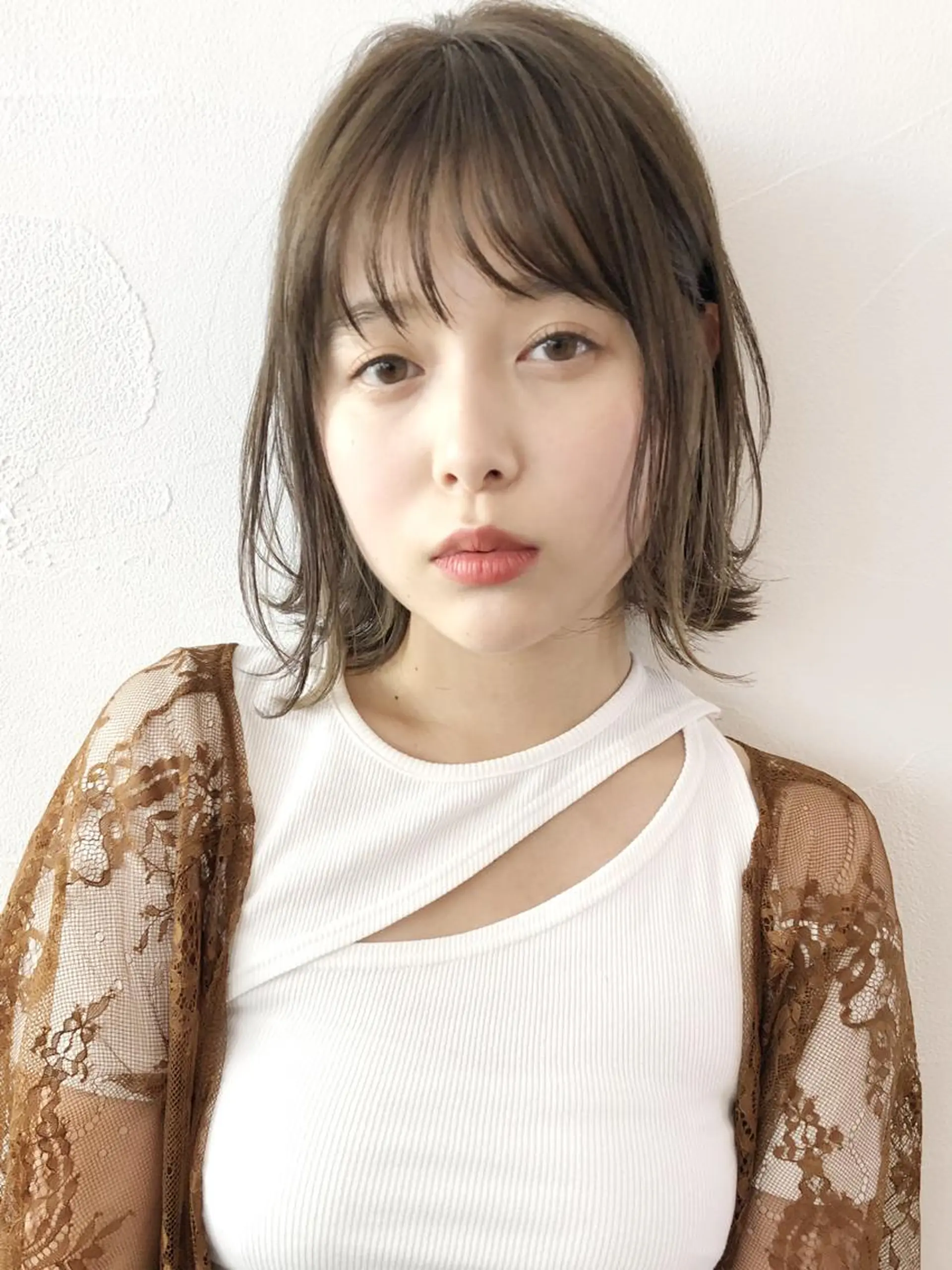 ミディアム カラー パーマ ヘアアレンジ ボブ 外ハネヘア ストレートパーマ ITbyALBUM 中野店のヘアスタイル