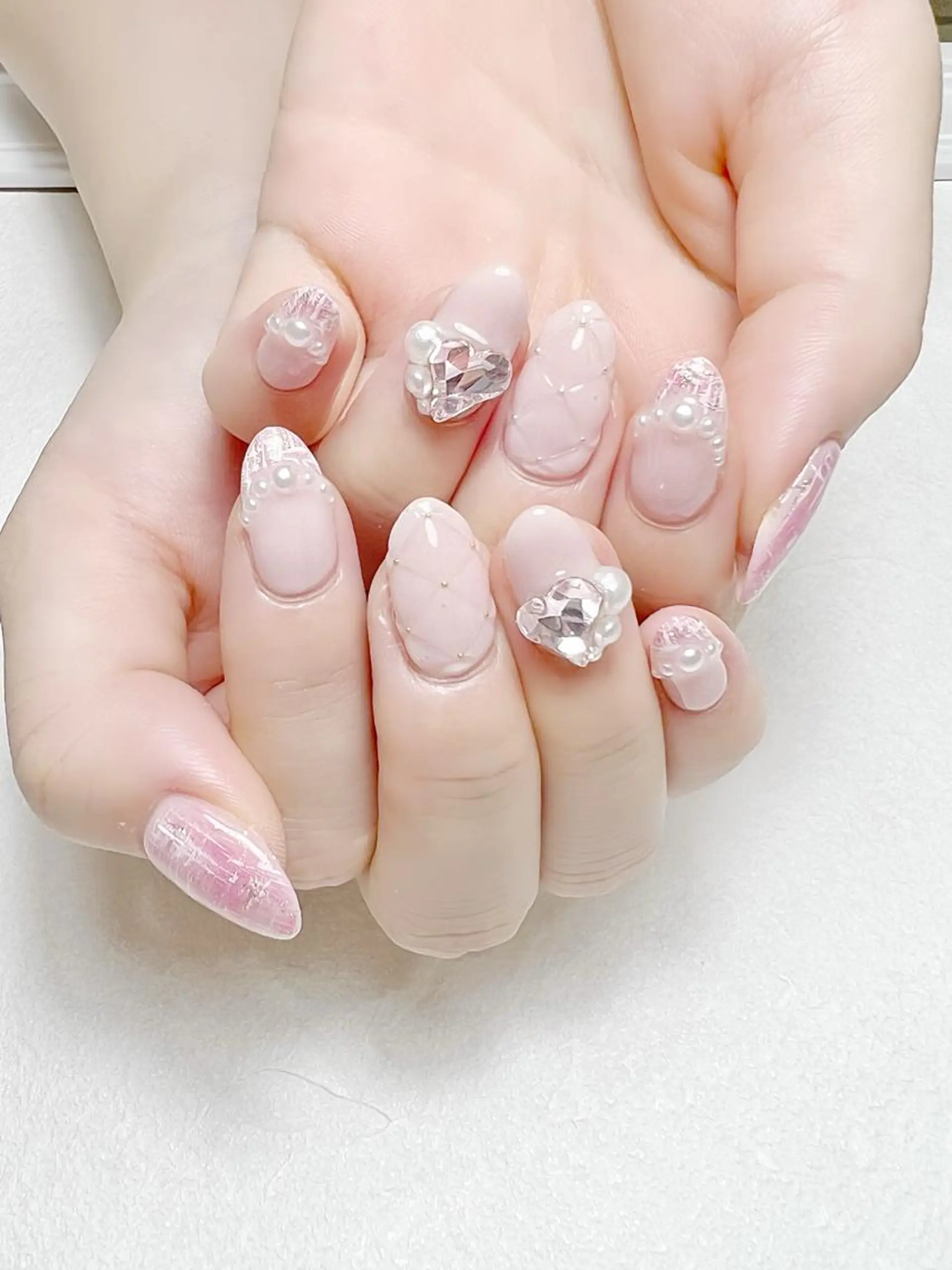 ネイル ガーリー キラキラネイル 韓国ネイル ピンク ツイードネイル rouse nail RISATOのネイルデザイン