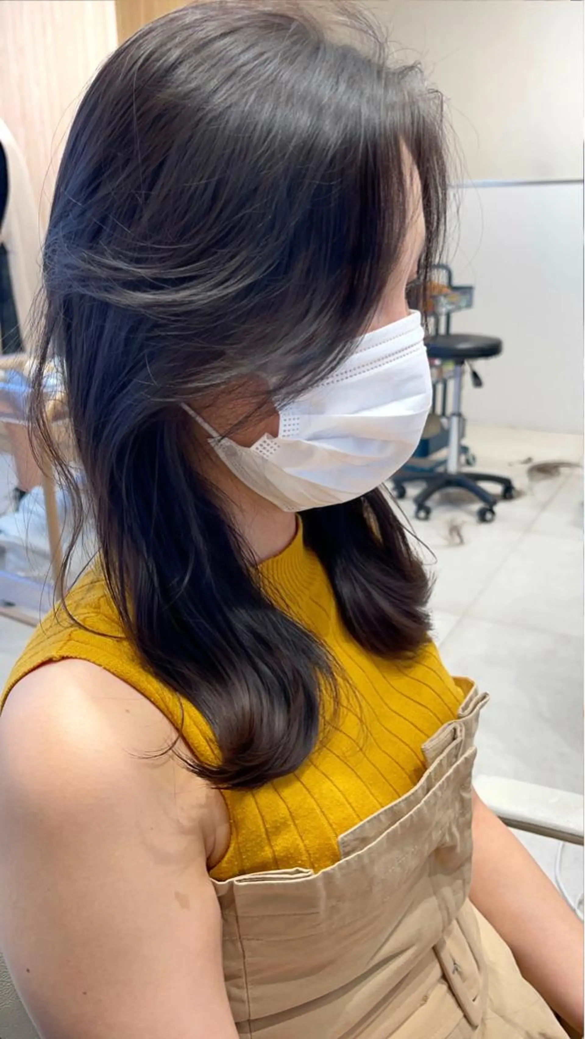 セミロング カラー アディクシーカラー ベージュカラー ブリーチ ケアブリーチ 透明感カラー 顔周り特化/韓国ヘア /レイヤー/吉野幸大のヘアスタイル