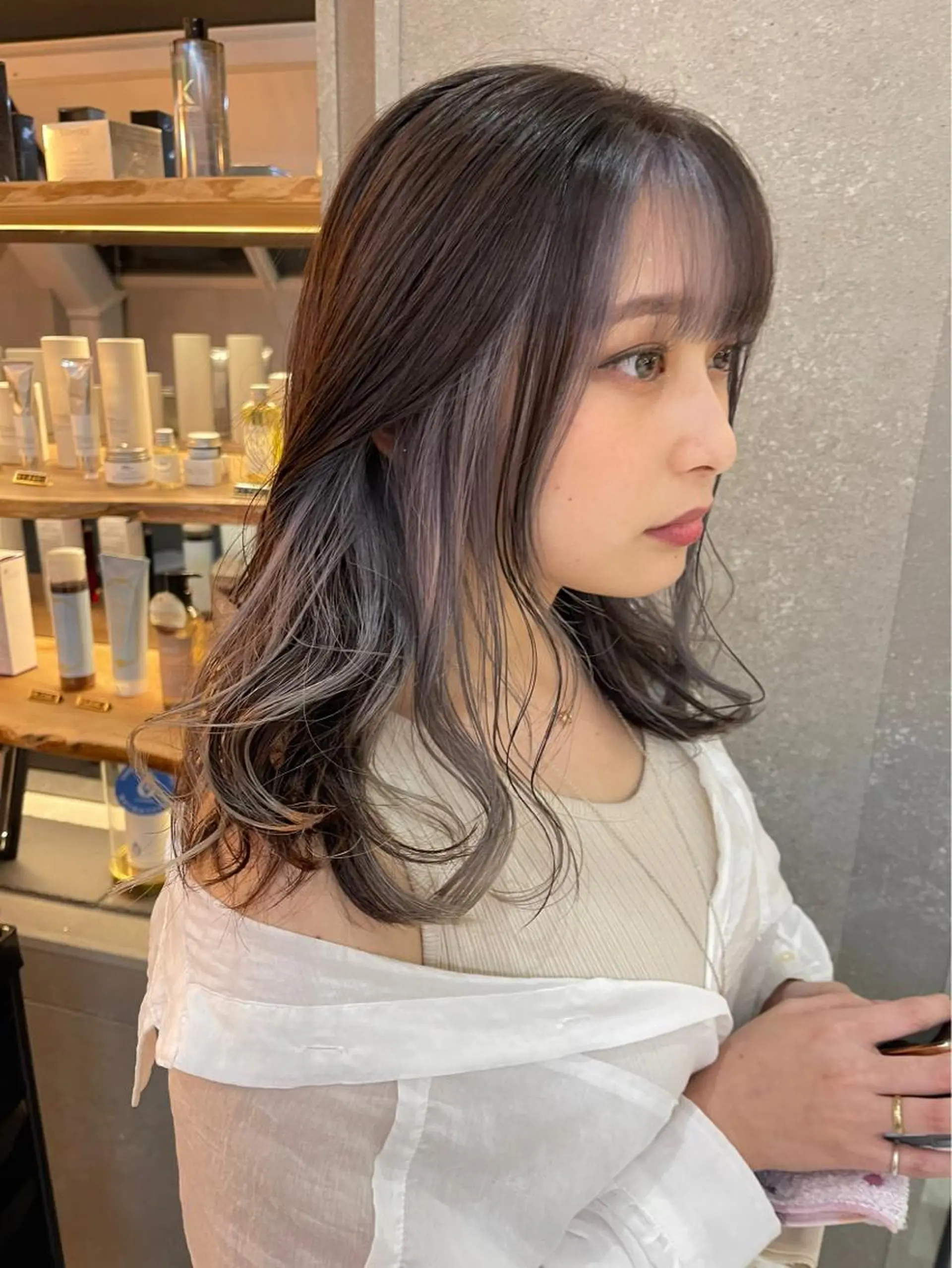 ミディアム カット ヘアカラー トリートメント ボブ/くびれボブ/ 髪質改善/Ru-kaのヘアスタイル