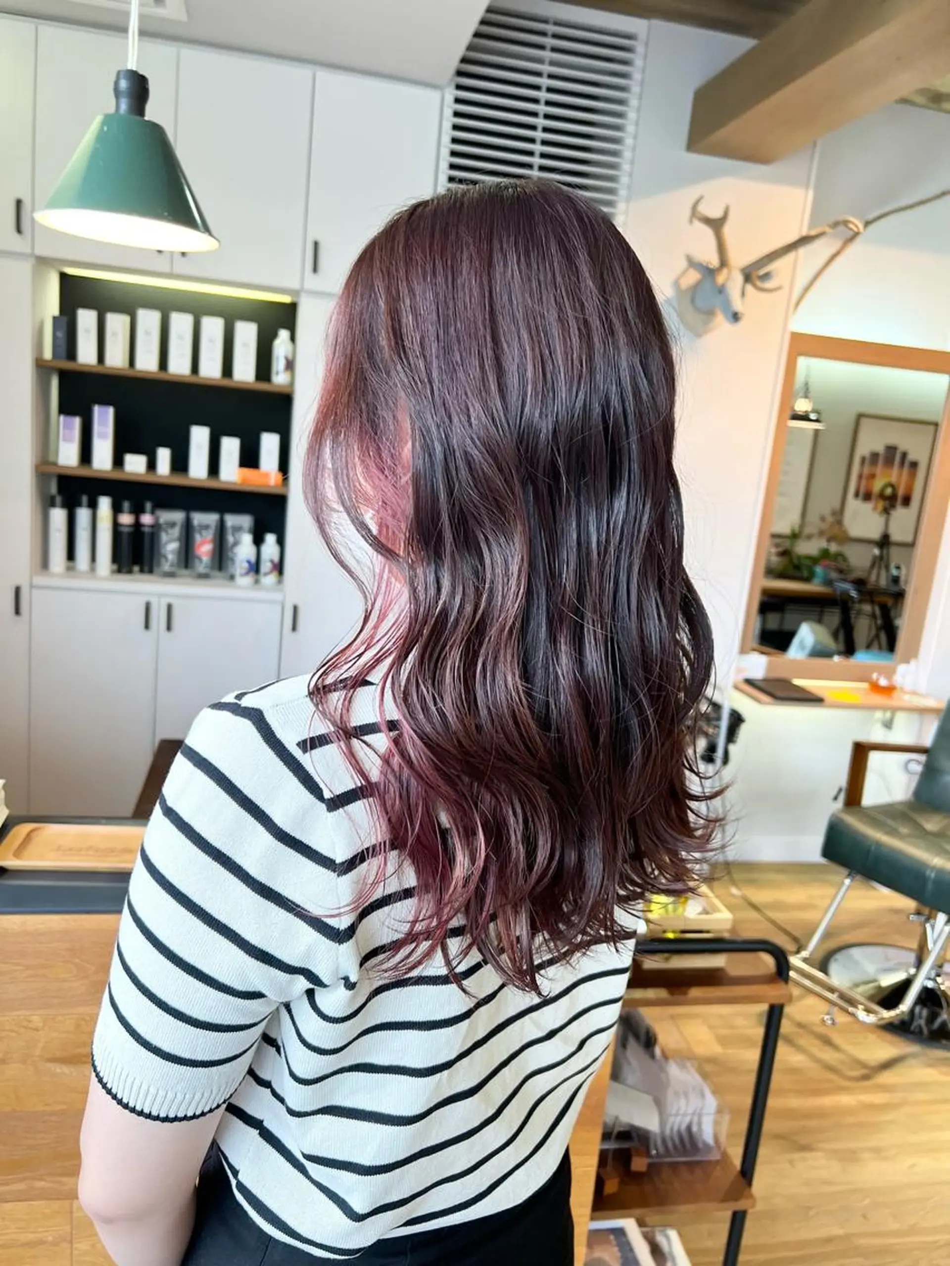 ロング カラー ピンクカラー カット ヘアカラー トリートメント 堀 望美のヘアスタイル